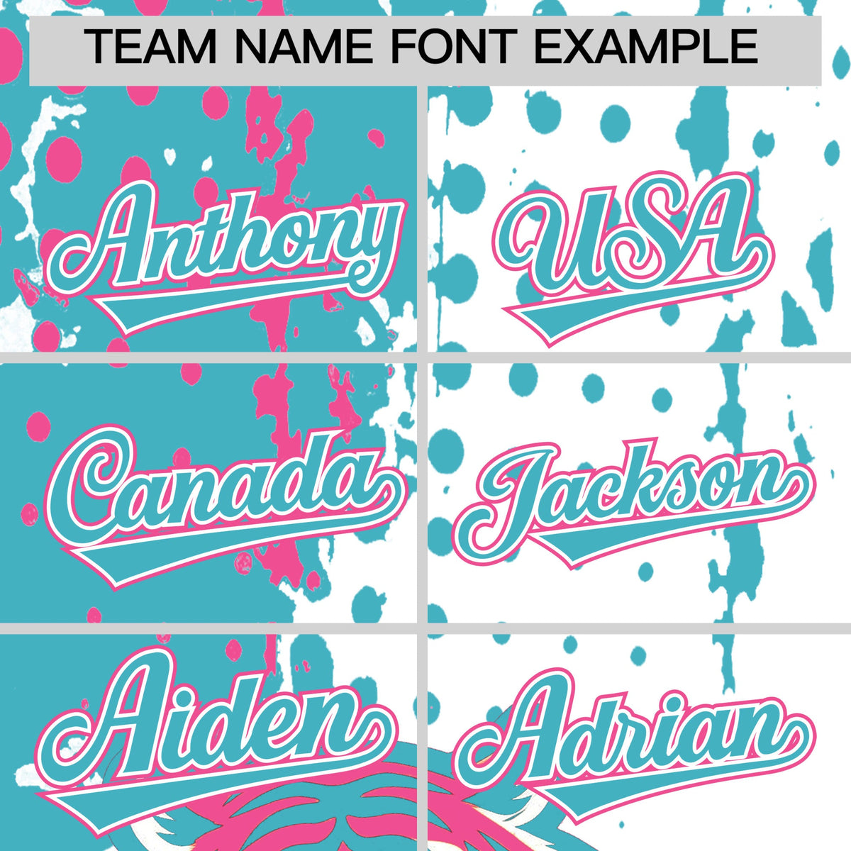 Custom White Aqua Pink Full-Snap Graffiti Pattern Tiger Graffiti Jersey Baseball Jersey| KXKSHOP