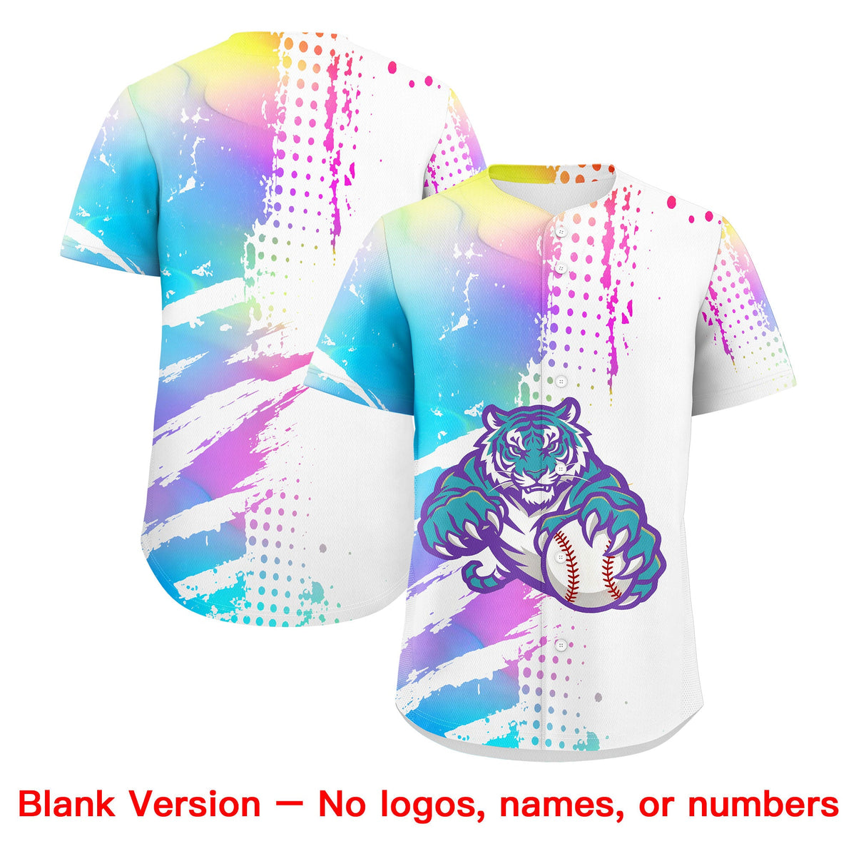 Custom White Sky Blue Full-Snap Graffiti Pattern Tiger Graffiti Jersey Baseball Jersey| KXKSHOP