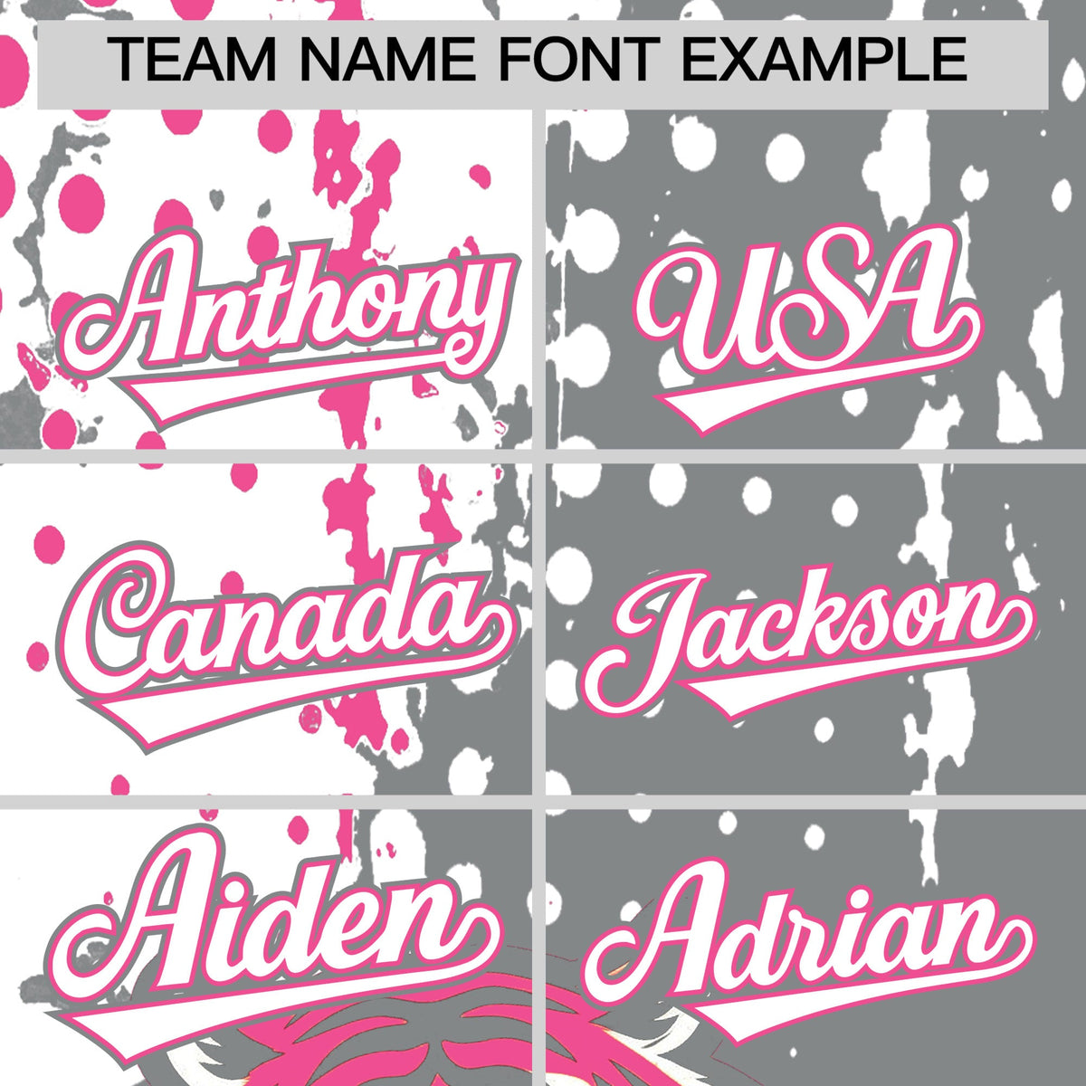 Custom Gray White Pink Full-Snap Graffiti Pattern Tiger Graffiti Jersey Baseball Jersey| KXKSHOP