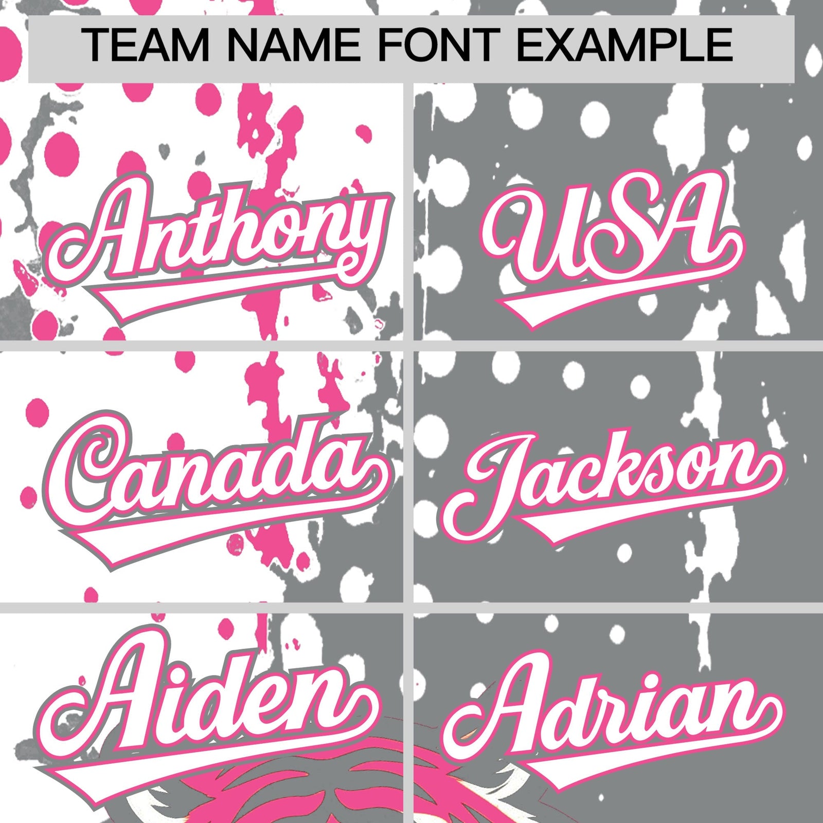 Custom Gray White Pink Full-Snap Graffiti Pattern Tiger Graffiti Jersey Baseball Jersey| KXKSHOP