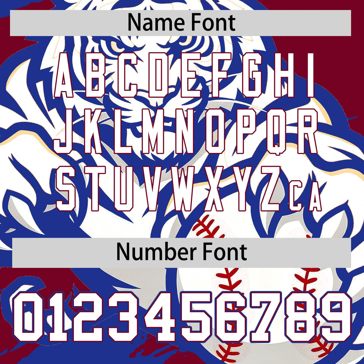 Custom Crimson Royal Blue White Full-Snap Graffiti Pattern Tiger Graffiti Jersey Baseball Jersey| KXKSHOP