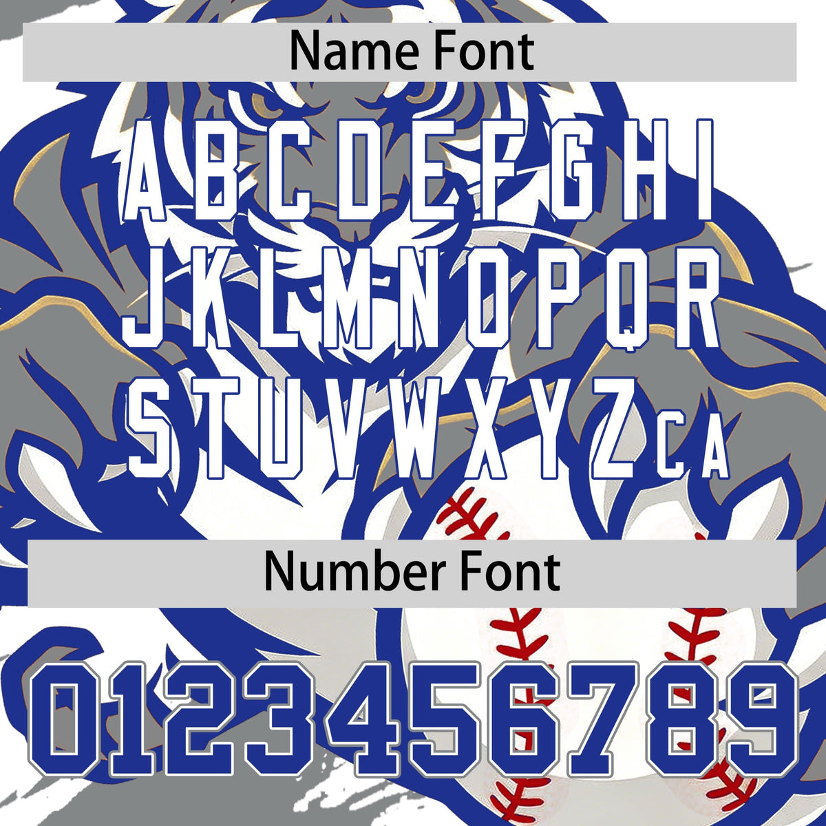 Custom White Gray Royal Blue Full-Snap Graffiti Pattern Tiger Graffiti Jersey Baseball Jersey| KXKSHOP