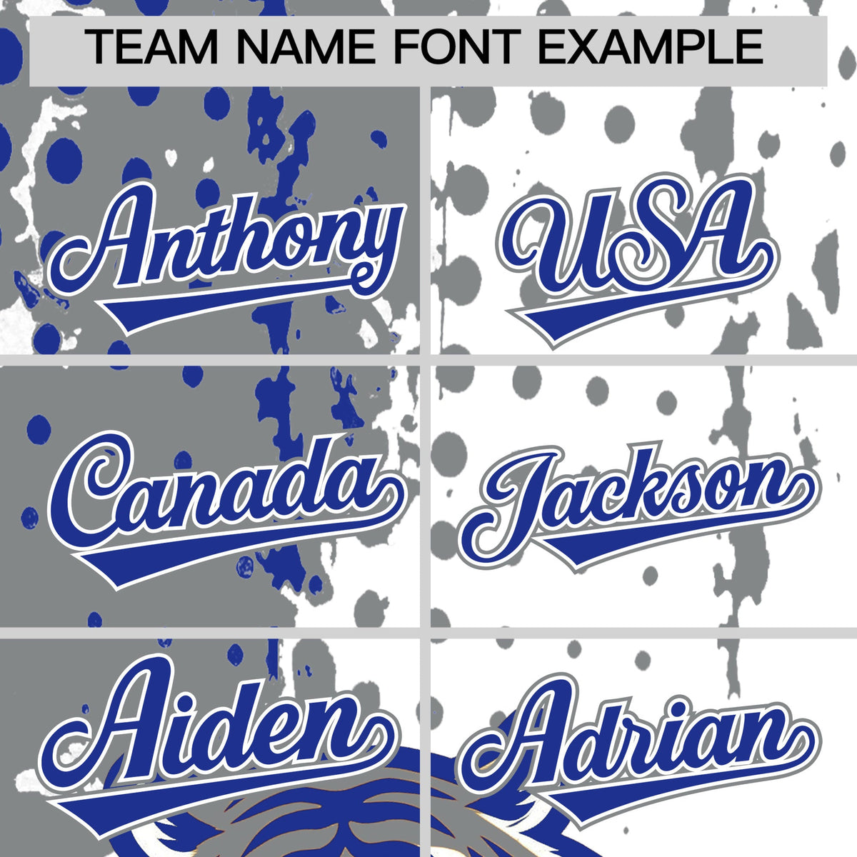 Custom White Gray Royal Blue Full-Snap Graffiti Pattern Tiger Graffiti Jersey Baseball Jersey| KXKSHOP