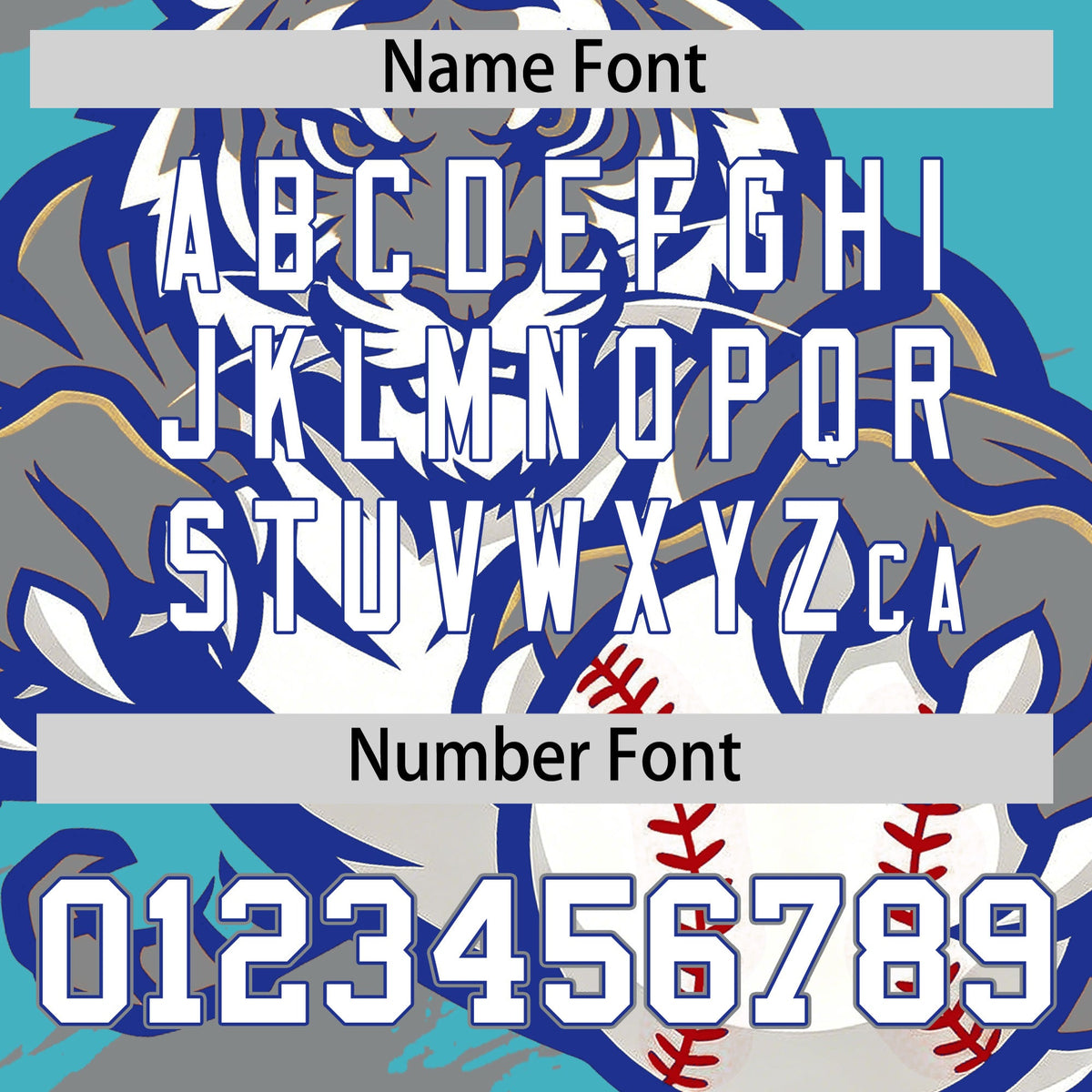 Custom Sky Blue Gray Royal Blue Full-Snap Graffiti Pattern Tiger Graffiti Jersey Baseball Jersey| KXKSHOP