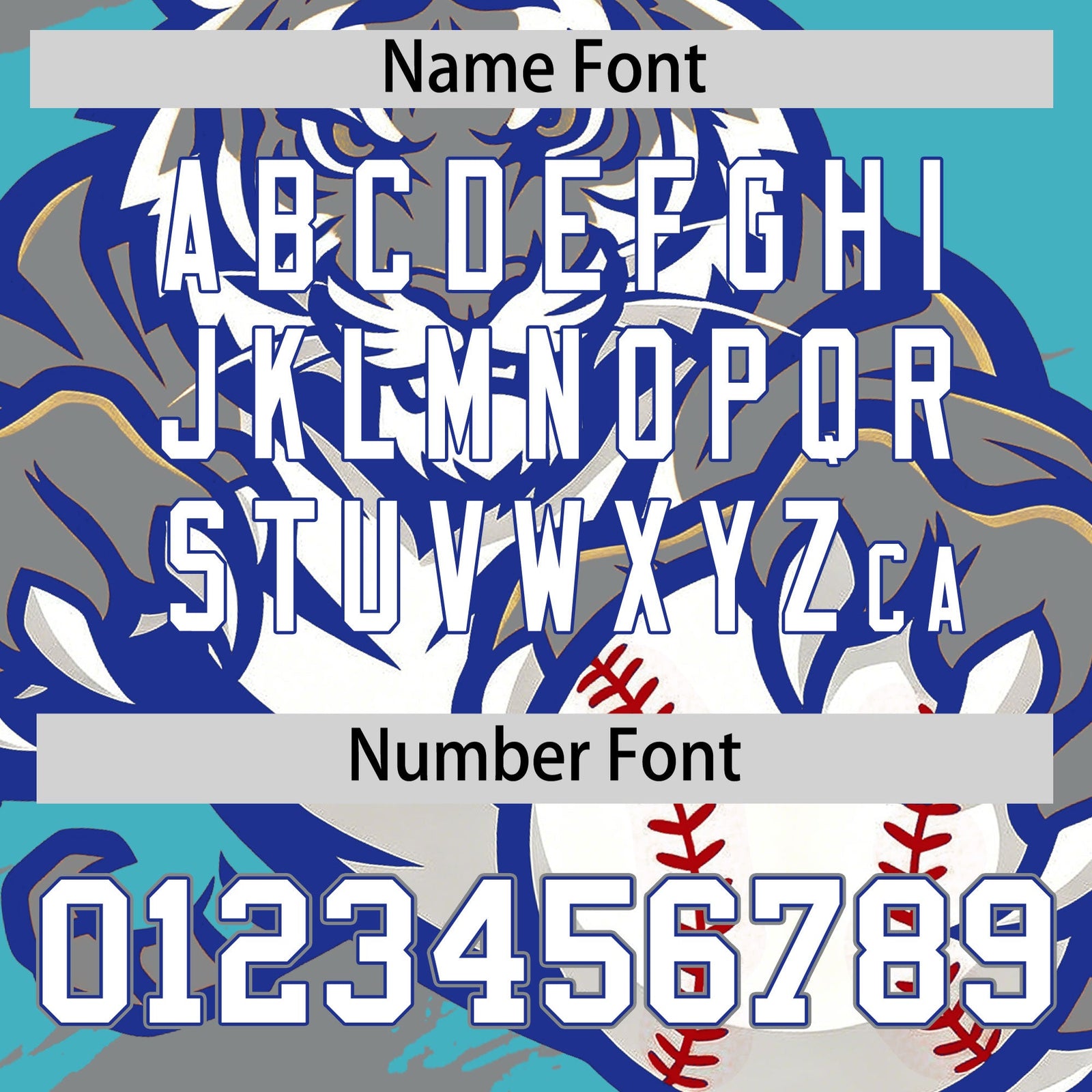 Custom Sky Blue Gray Royal Blue Full-Snap Graffiti Pattern Tiger Graffiti Jersey Baseball Jersey| KXKSHOP