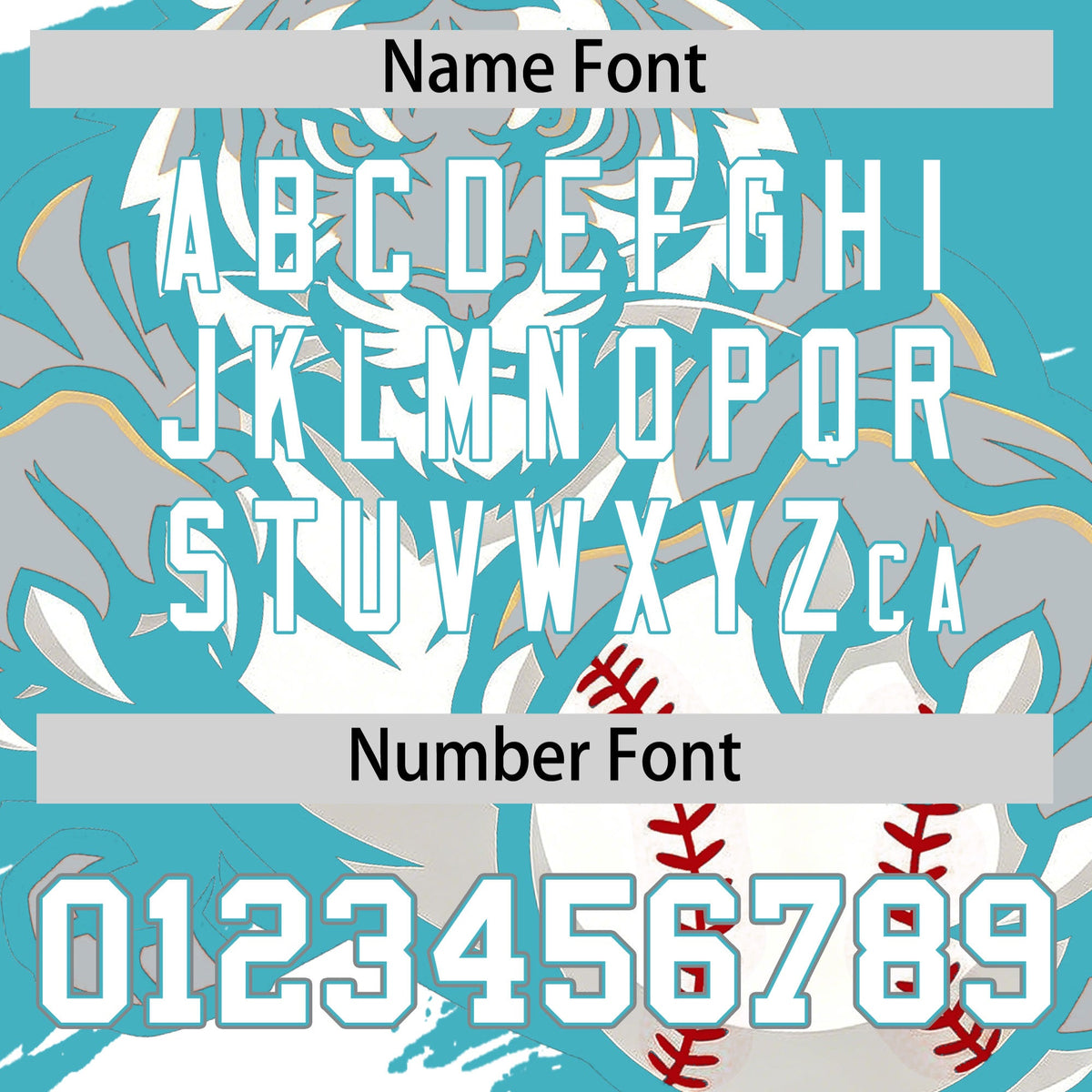 Custom Sky Blue Silver White Full-Snap Graffiti Pattern Tiger Graffiti Jersey Baseball Jersey| KXKSHOP