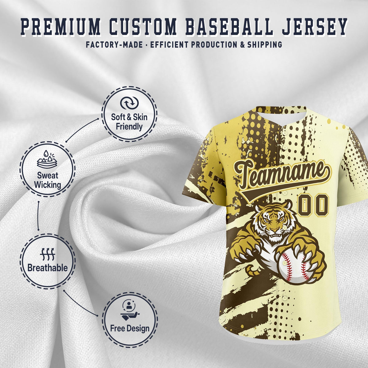 Custom Royal Blue White Red Full-Snap Graffiti Pattern Tiger Graffiti Jersey Baseball Jersey| KXKSHOP