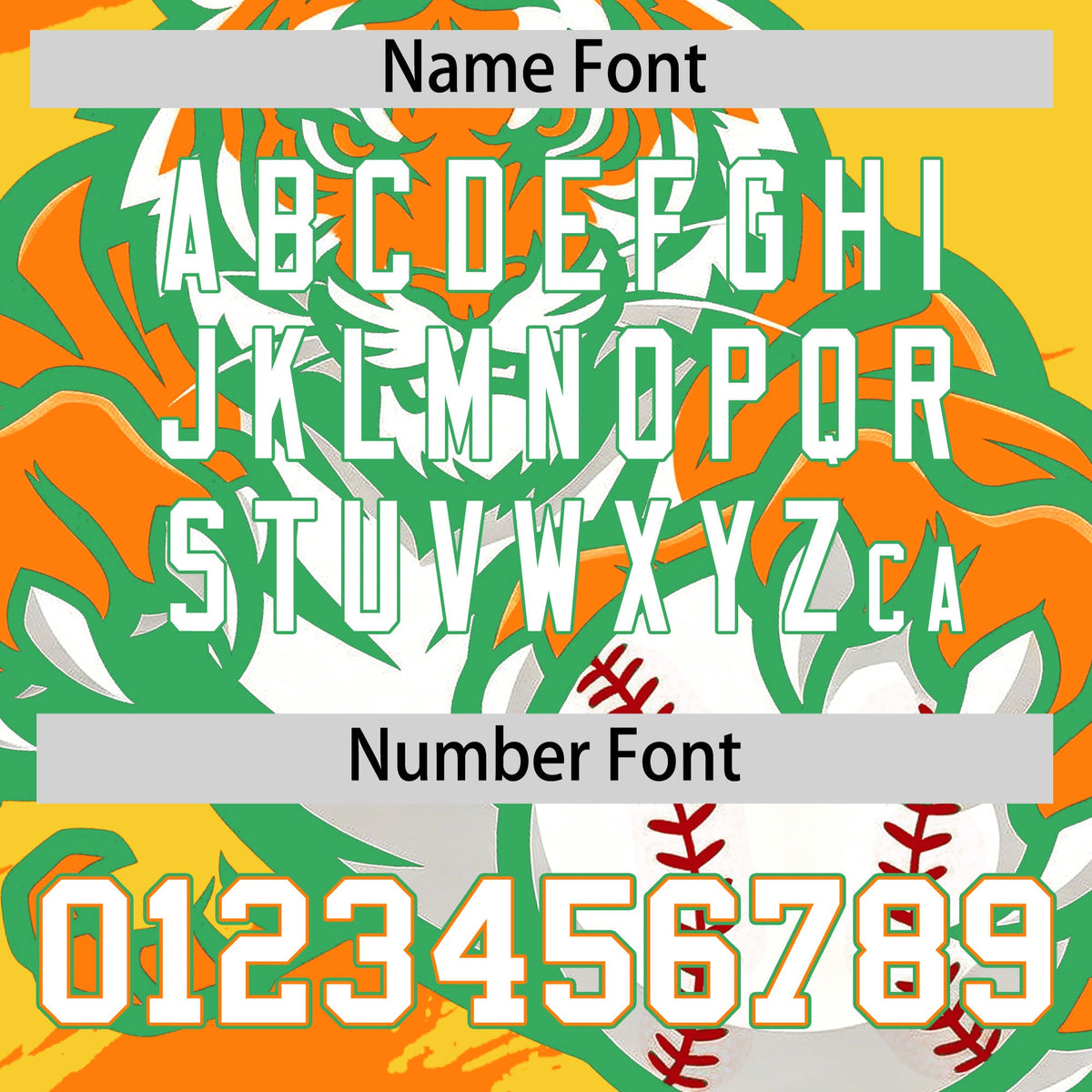 Custom Gold Orange Neon Green Full-Snap Graffiti Pattern Tiger Graffiti Jersey Baseball Jersey| KXKSHOP