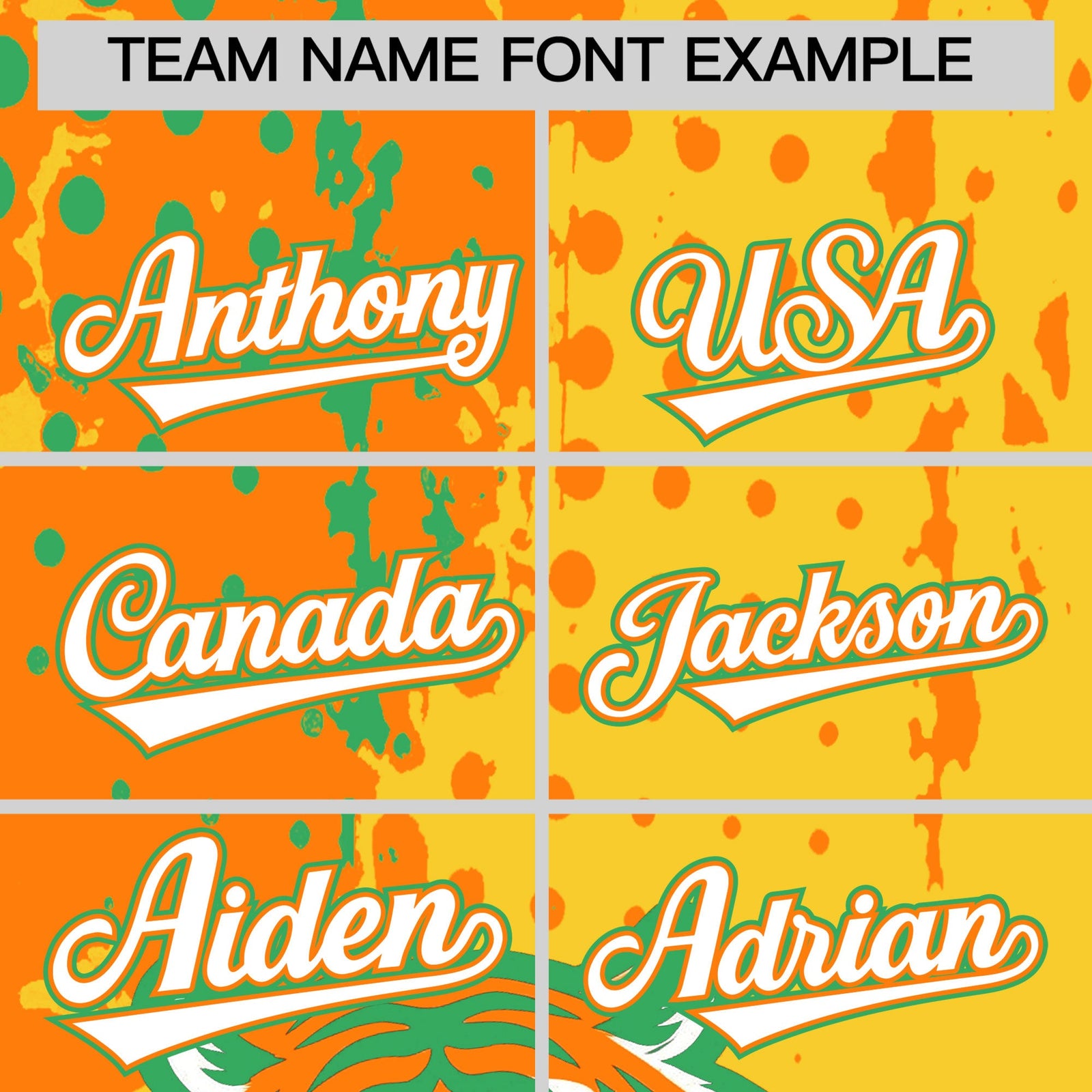 Custom Gold Orange Neon Green Full-Snap Graffiti Pattern Tiger Graffiti Jersey Baseball Jersey| KXKSHOP