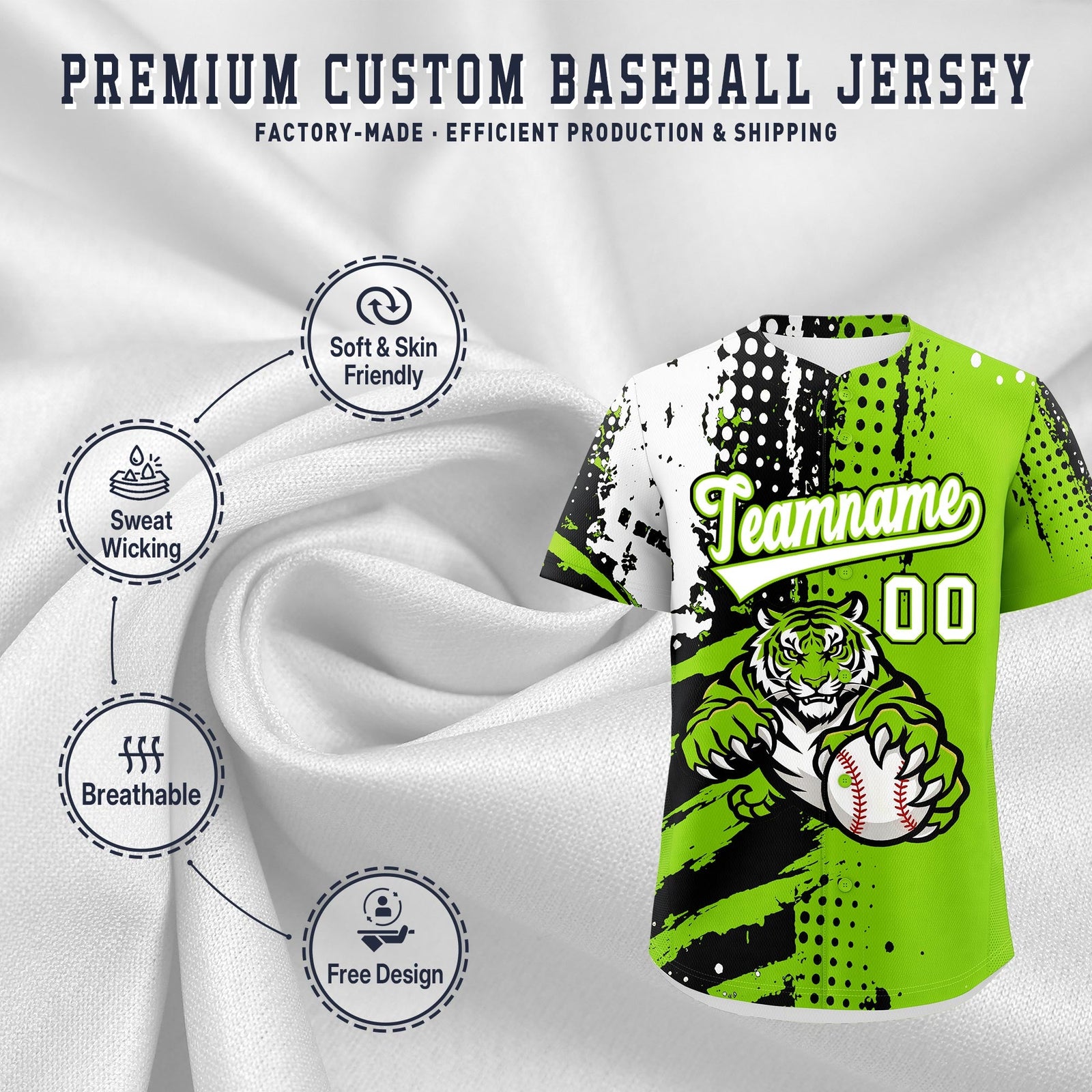 Custom Royal Blue White Red Full-Snap Graffiti Pattern Tiger Graffiti Jersey Baseball Jersey| KXKSHOP