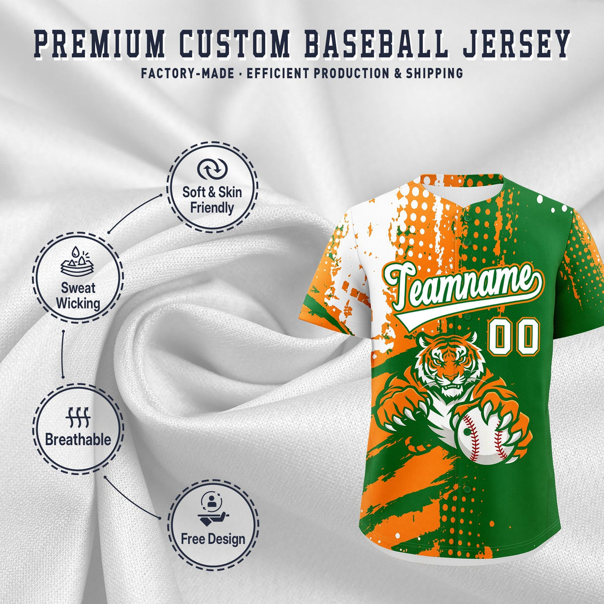 Custom Royal Blue White Red Full-Snap Graffiti Pattern Tiger Graffiti Jersey Baseball Jersey| KXKSHOP