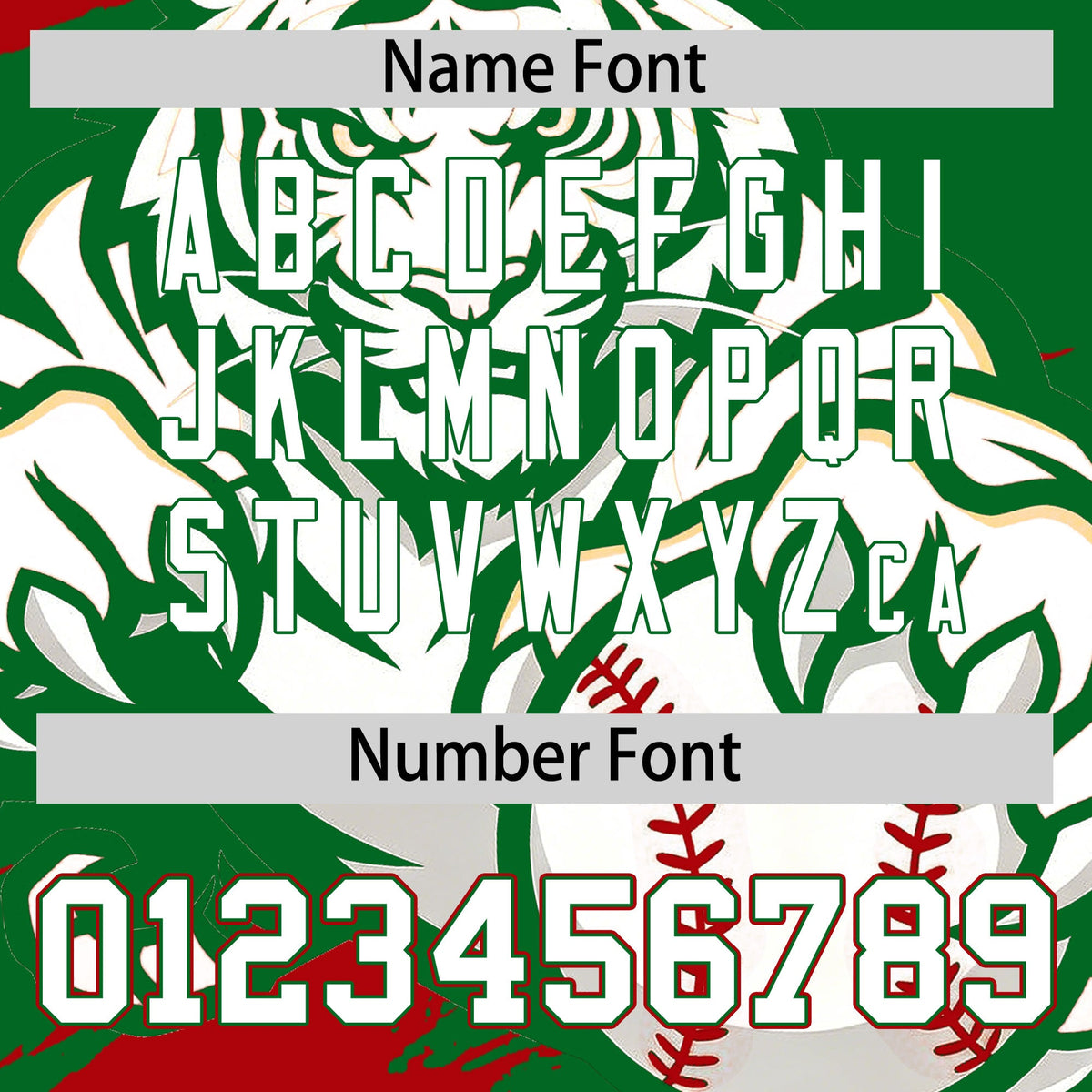 Custom Kelly Green Red White Full-Snap Graffiti Pattern Tiger Graffiti Jersey Baseball Jersey| KXKSHOP