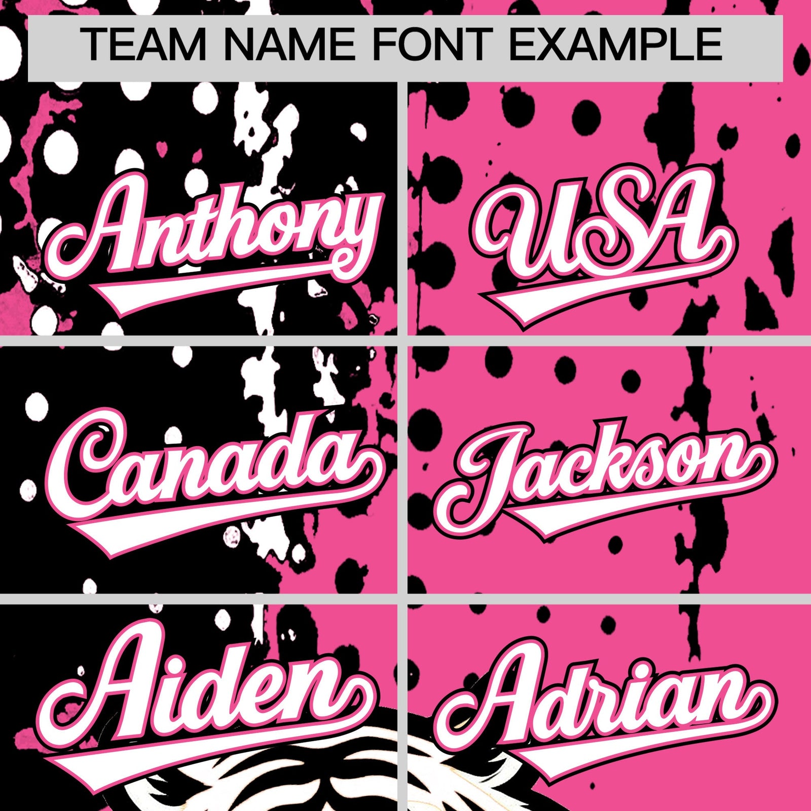 Custom Pink Black White Full-Snap Graffiti Pattern Tiger Graffiti Jersey Baseball Jersey| KXKSHOP