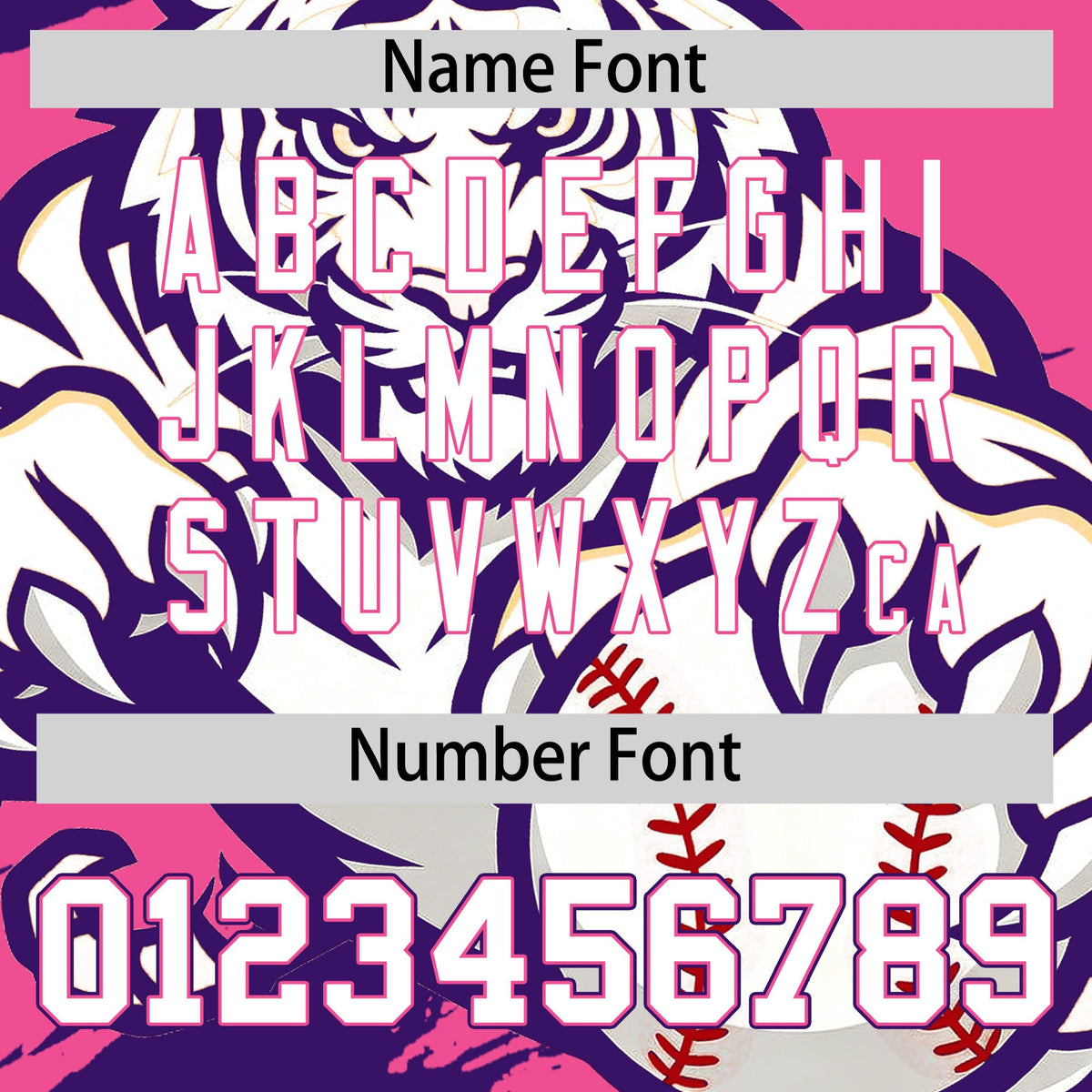 Custom Pink Purple White Full-Snap Graffiti Pattern Tiger Graffiti Jersey Baseball Jersey| KXKSHOP