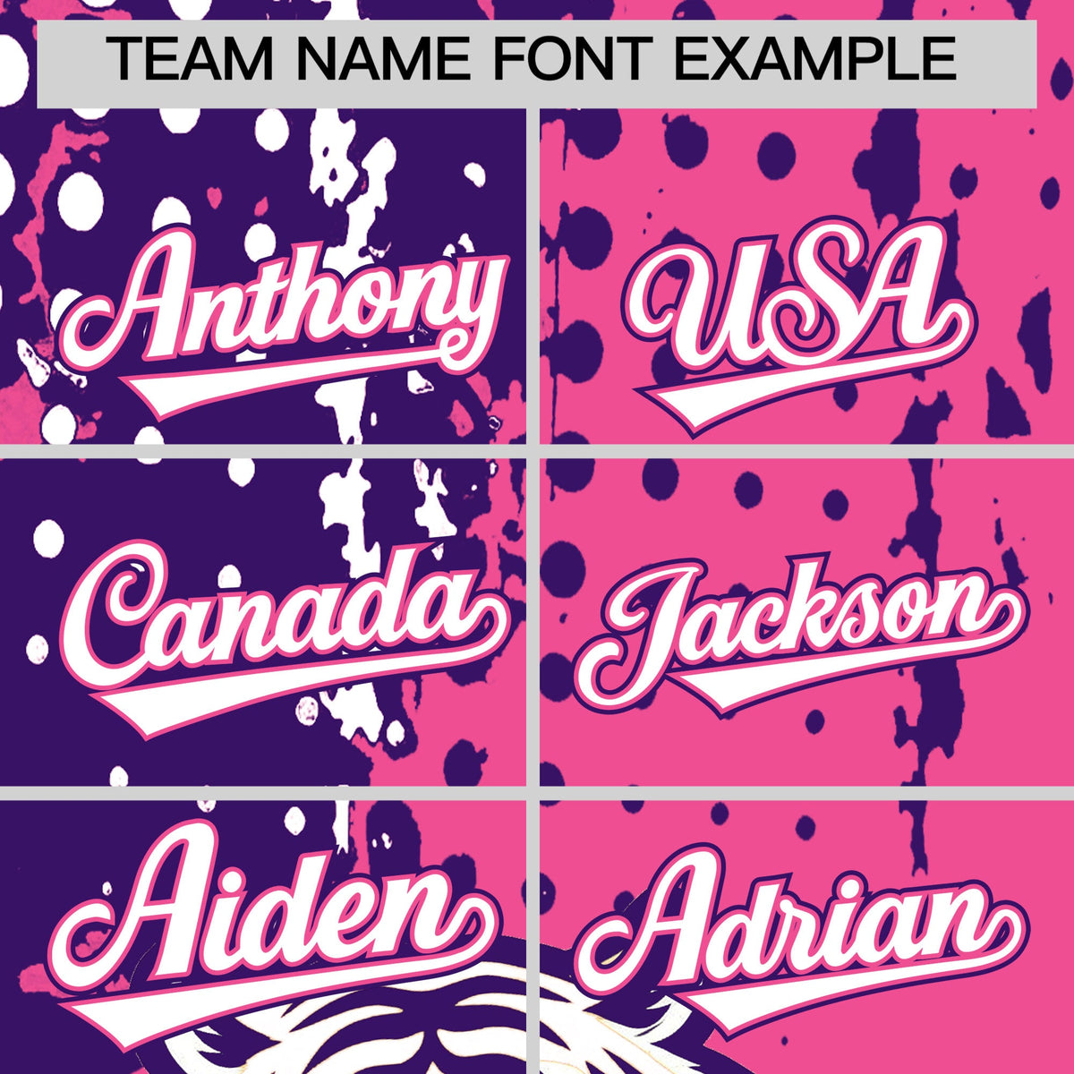 Custom Pink Purple White Full-Snap Graffiti Pattern Tiger Graffiti Jersey Baseball Jersey| KXKSHOP