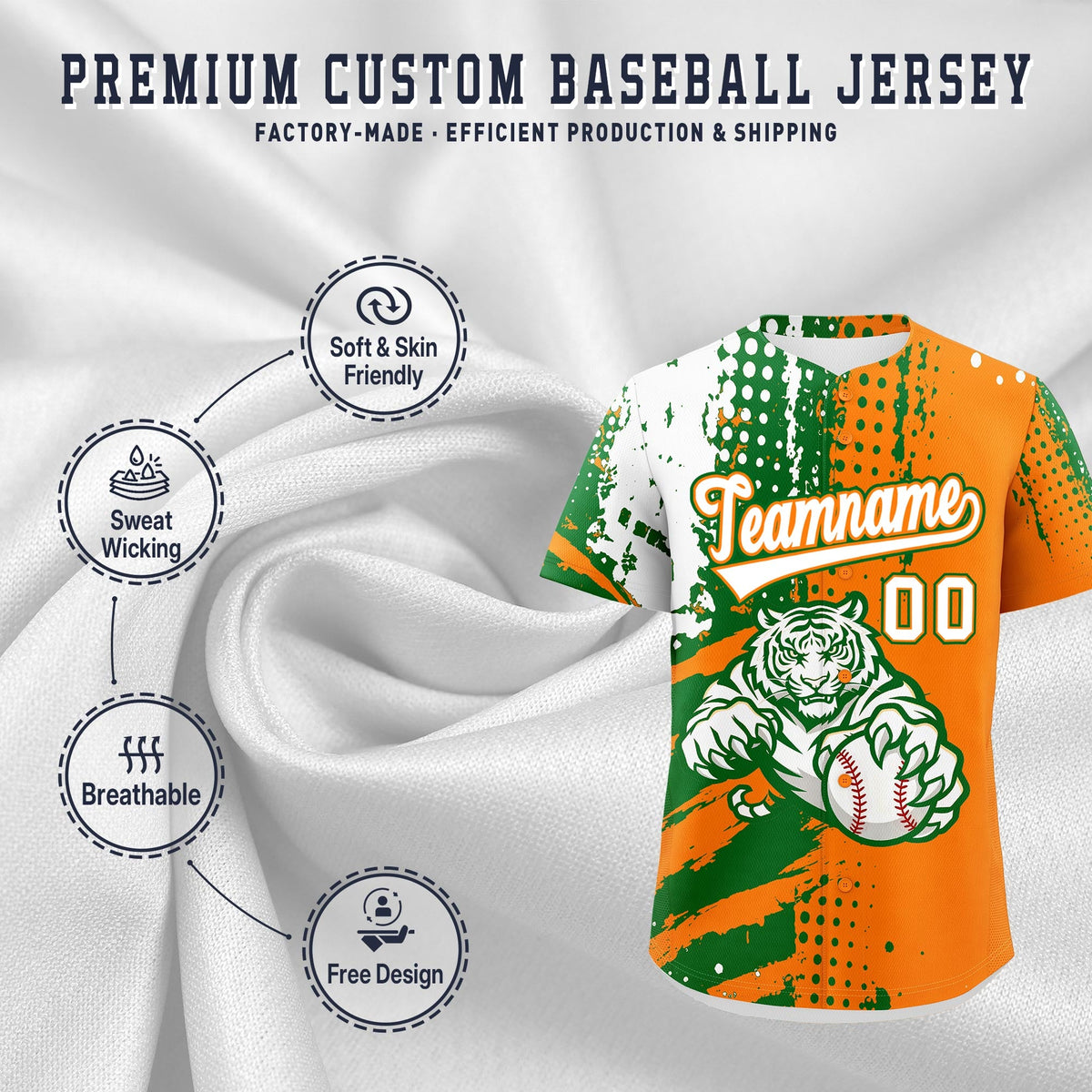 Custom Royal Blue White Red Full-Snap Graffiti Pattern Tiger Graffiti Jersey Baseball Jersey| KXKSHOP