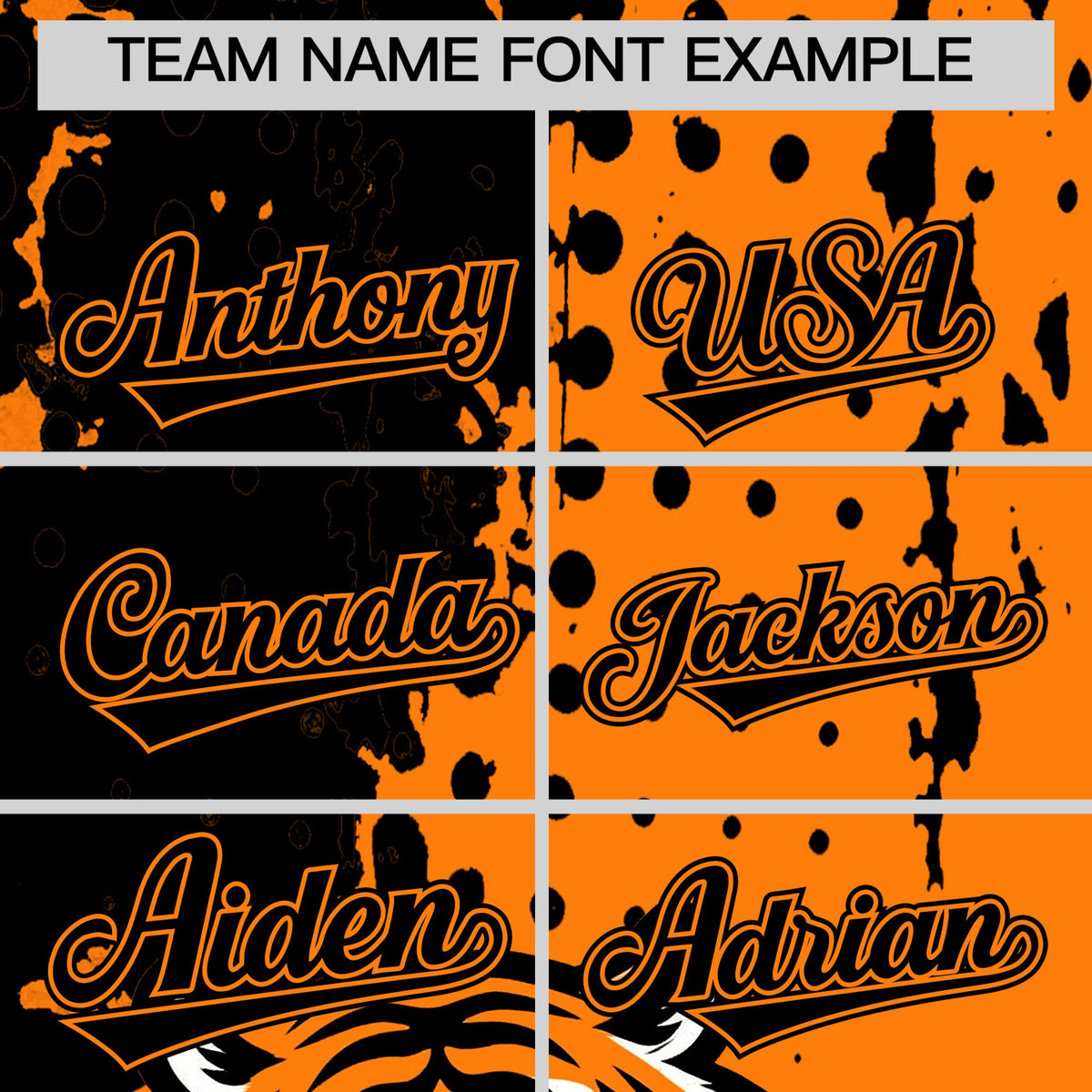 Custom Orange Black Full-Snap Graffiti Pattern Tiger Graffiti Jersey Baseball Jersey| KXKSHOP