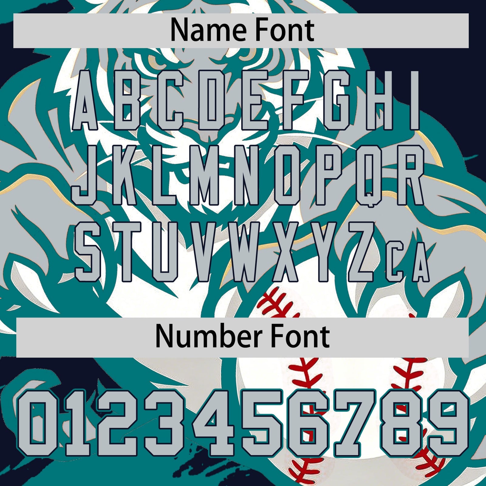 Custom Navy Teal Silver Full-Snap Graffiti Pattern Tiger Graffiti Jersey Baseball Jersey| KXKSHOP