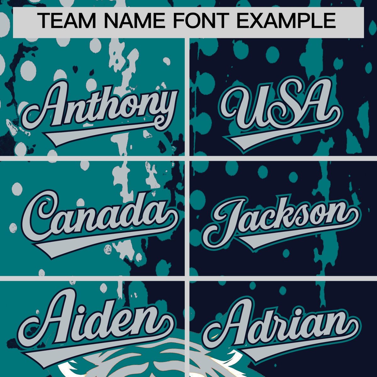 Custom Navy Teal Silver Full-Snap Graffiti Pattern Tiger Graffiti Jersey Baseball Jersey| KXKSHOP
