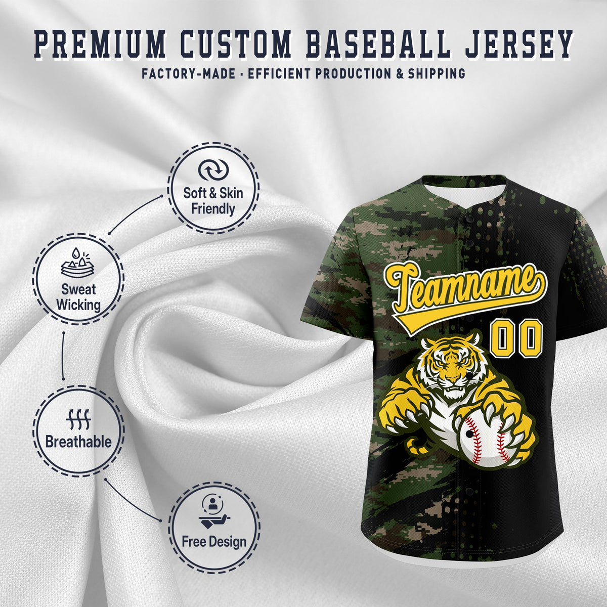 Custom Royal Blue White Red Full-Snap Graffiti Pattern Tiger Graffiti Jersey Baseball Jersey| KXKSHOP