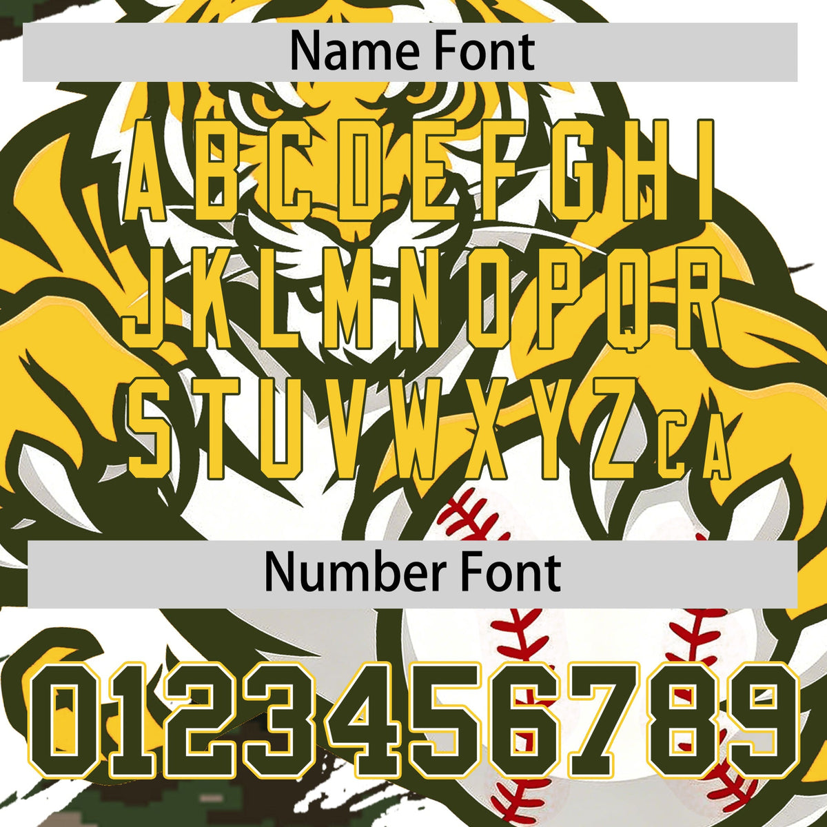 Custom White Camo Olive Full-Snap Graffiti Pattern Tiger Graffiti Jersey Baseball Jersey| KXKSHOP