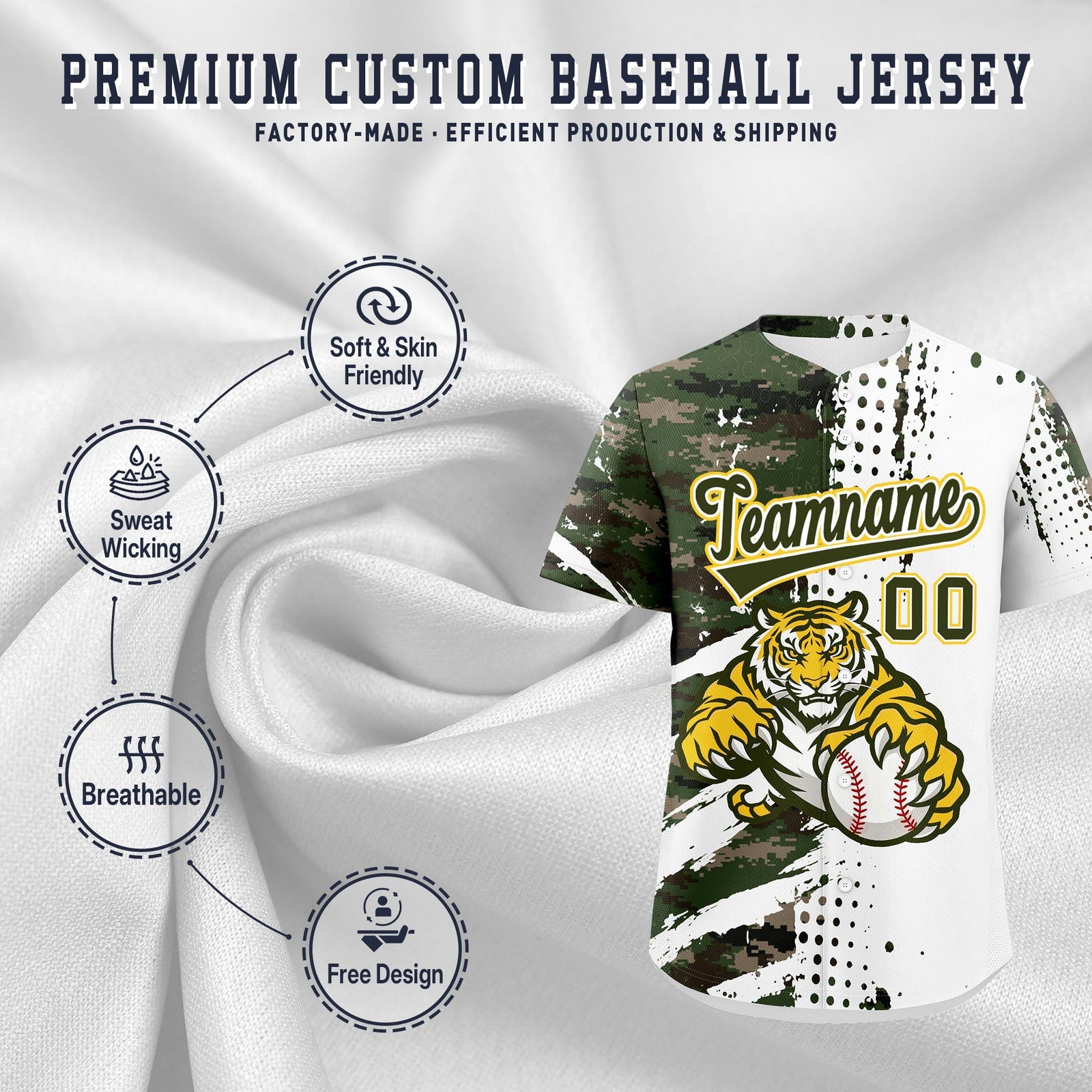 Custom Royal Blue White Red Full-Snap Graffiti Pattern Tiger Graffiti Jersey Baseball Jersey| KXKSHOP
