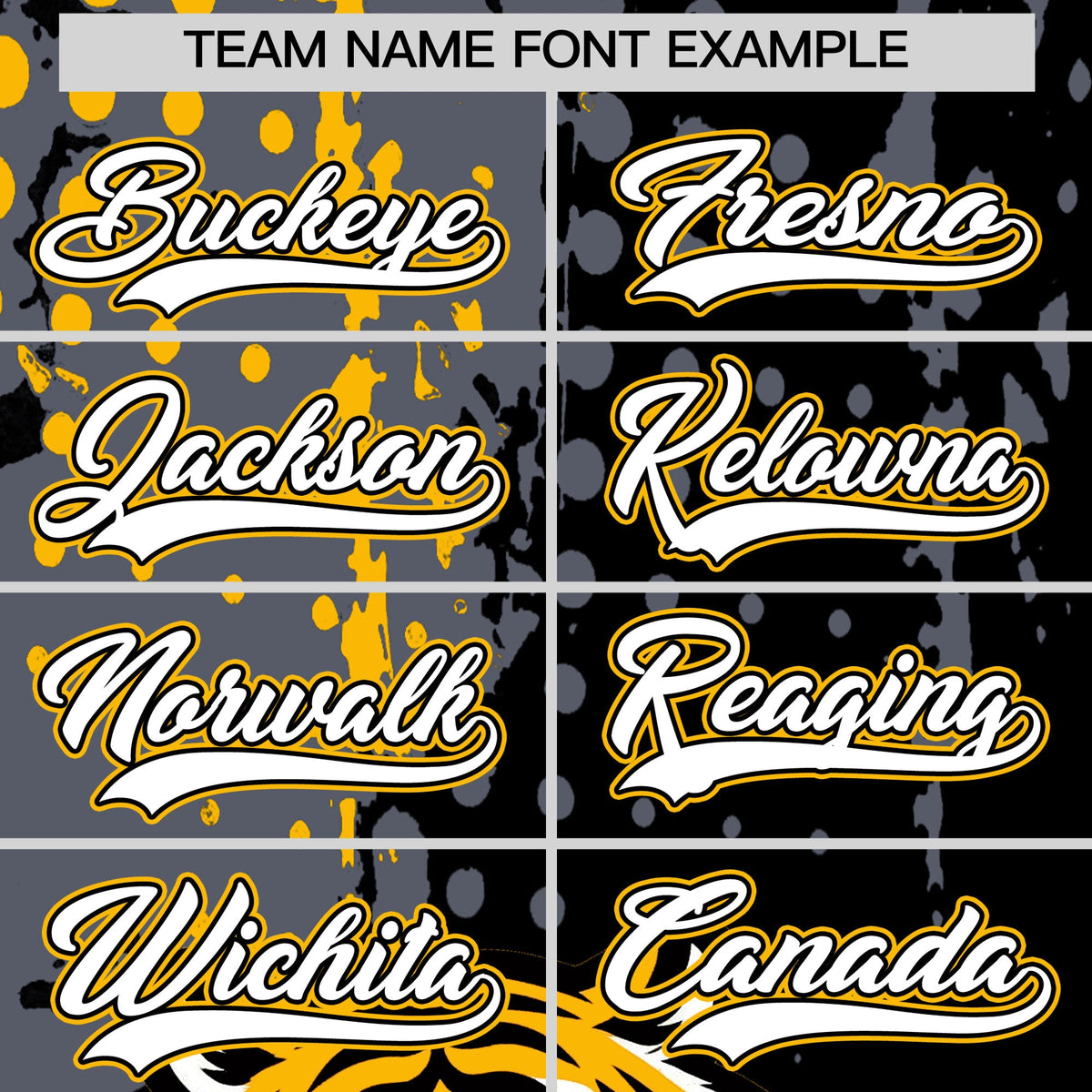 Custom Black Gold Gray Full-Snap Graffiti Pattern Tiger Graffiti Jersey Baseball Jersey| KXKSHOP