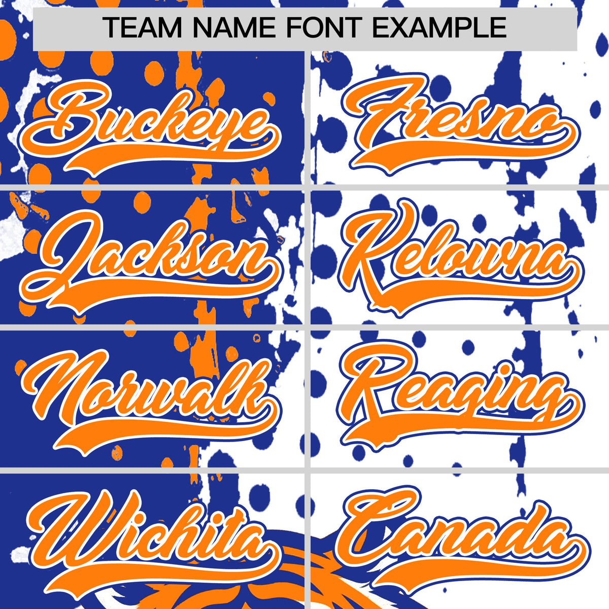 Custom White Royal Blue Orange Full-Snap Graffiti Pattern Tiger Graffiti Jersey Baseball Jersey| KXKSHOP
