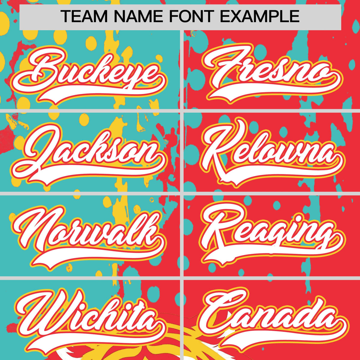 Custom Light Red Teal Gold Full-Snap Graffiti Pattern Tiger Graffiti Jersey Baseball Jersey| KXKSHOP