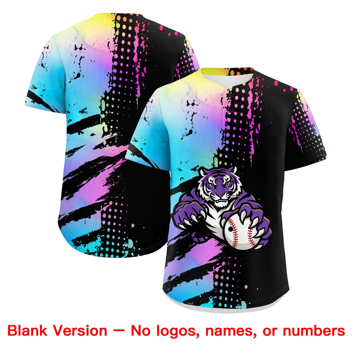 Custom Black White Sky Blue Full-Snap Graffiti Pattern Tiger Graffiti Jersey Baseball Jersey| KXKSHOP