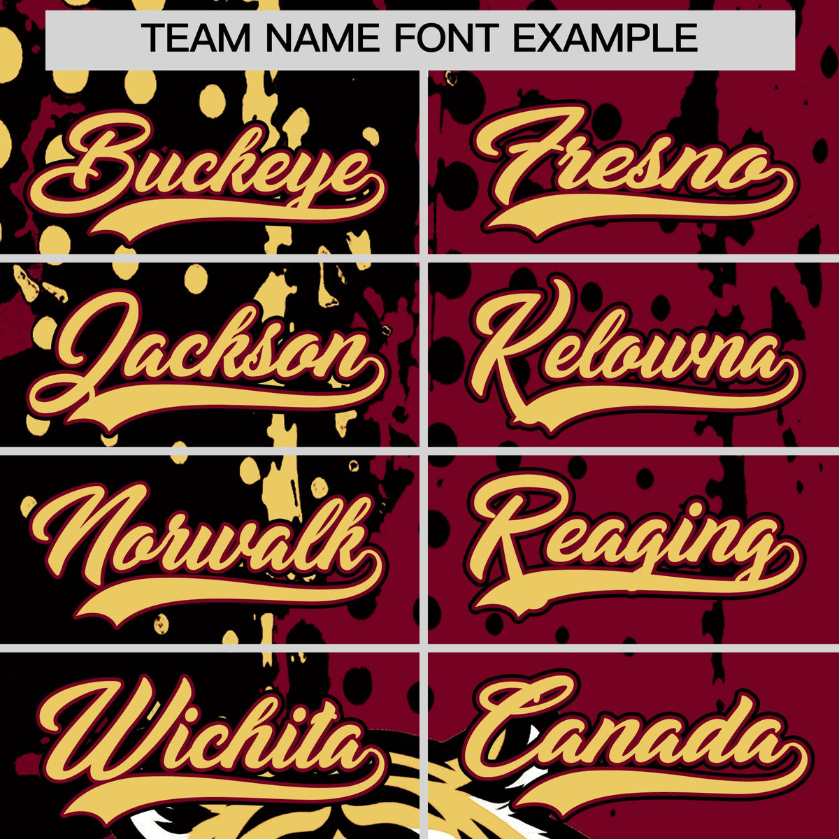 Custom Crimson Black Khaki Full-Snap Graffiti Pattern Tiger Graffiti Jersey Baseball Jersey| KXKSHOP