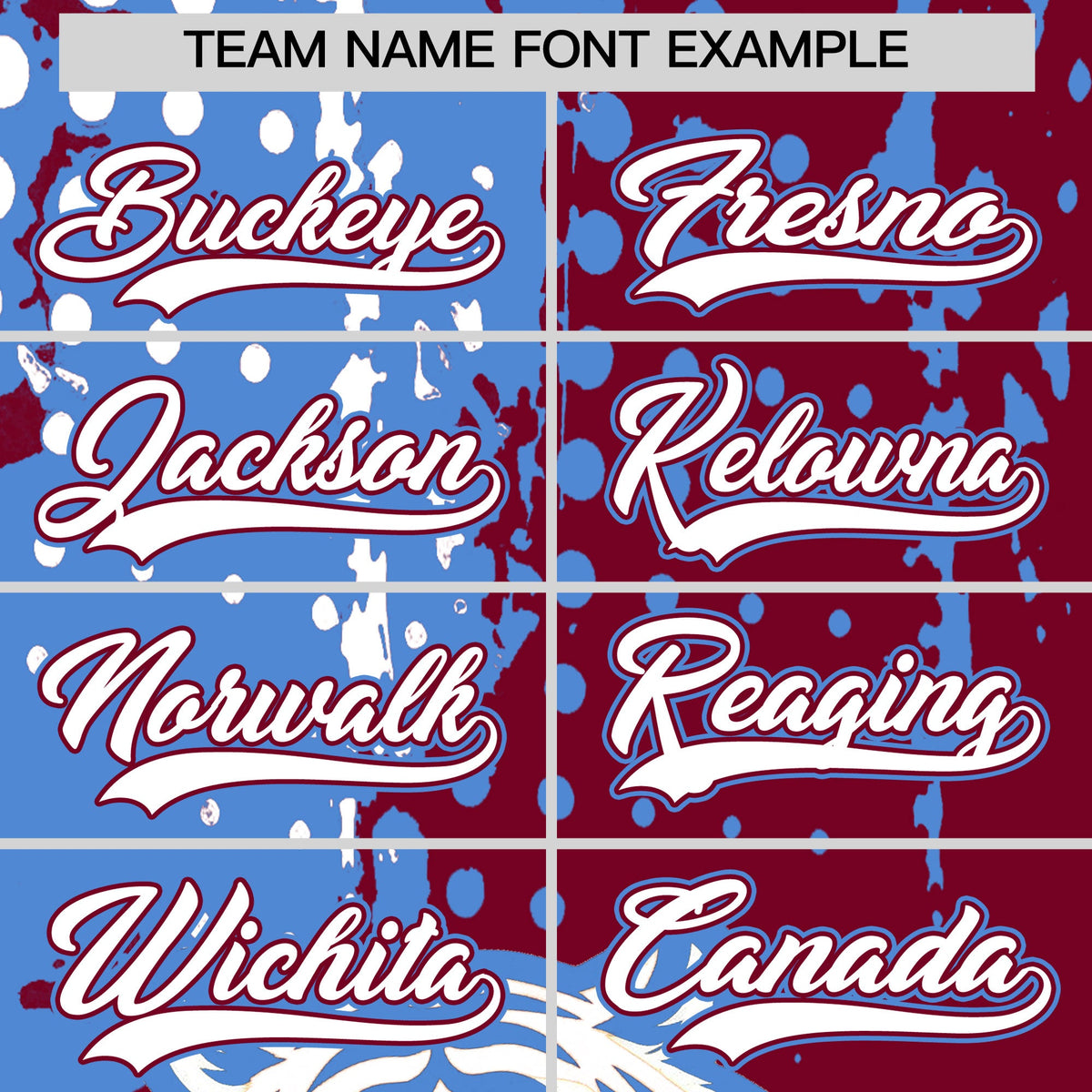 Custom Crimson Powder Blue White Full-Snap Graffiti Pattern Tiger Graffiti Jersey Baseball Jersey| KXKSHOP