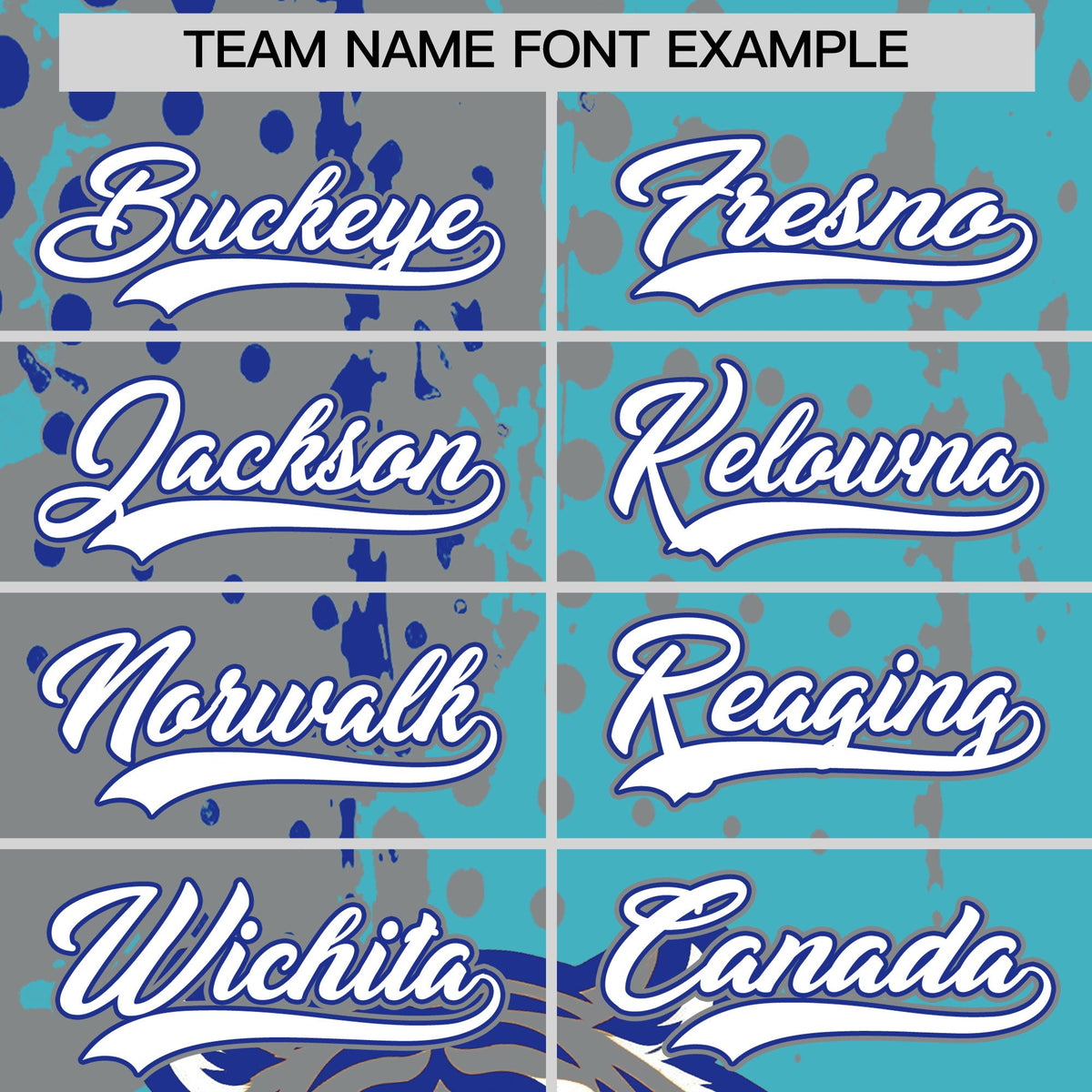 Custom Sky Blue Gray Royal Blue Full-Snap Graffiti Pattern Tiger Graffiti Jersey Baseball Jersey| KXKSHOP
