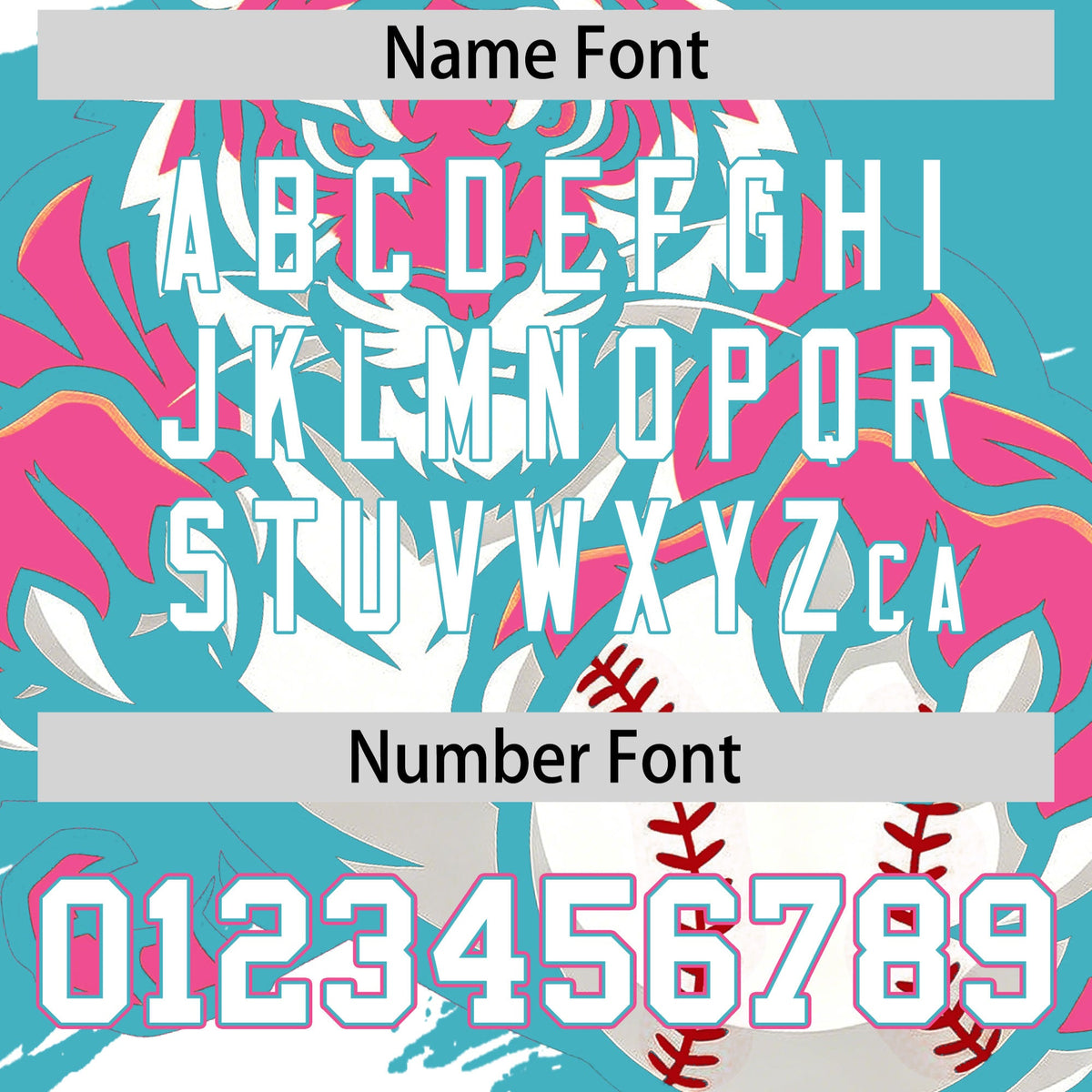 Custom Sky Blue White Pink Full-Snap Graffiti Pattern Tiger Graffiti Jersey Baseball Jersey| KXKSHOP