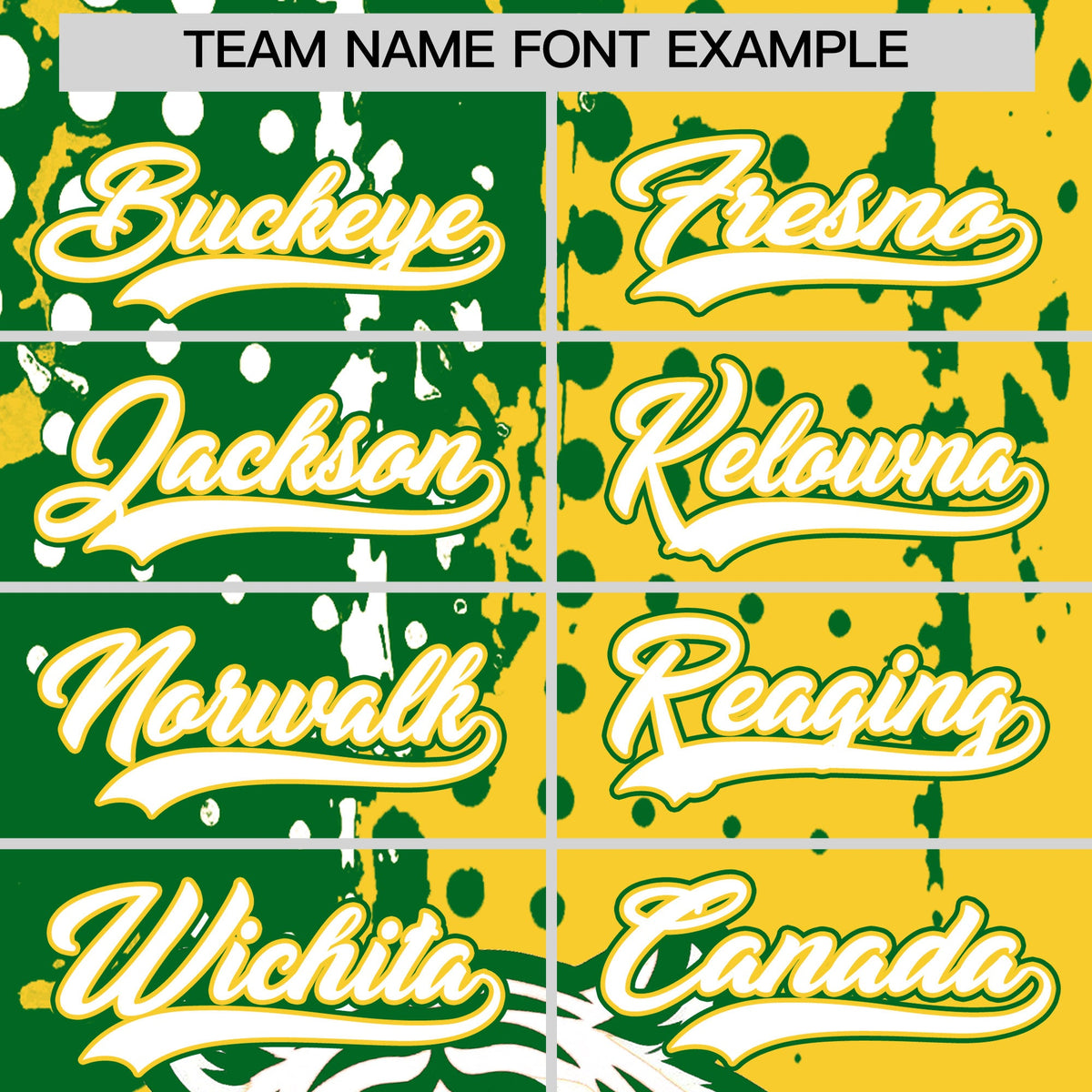 Custom Gold Kelly Green White Full-Snap Graffiti Pattern Tiger Graffiti Jersey Baseball Jersey| KXKSHOP