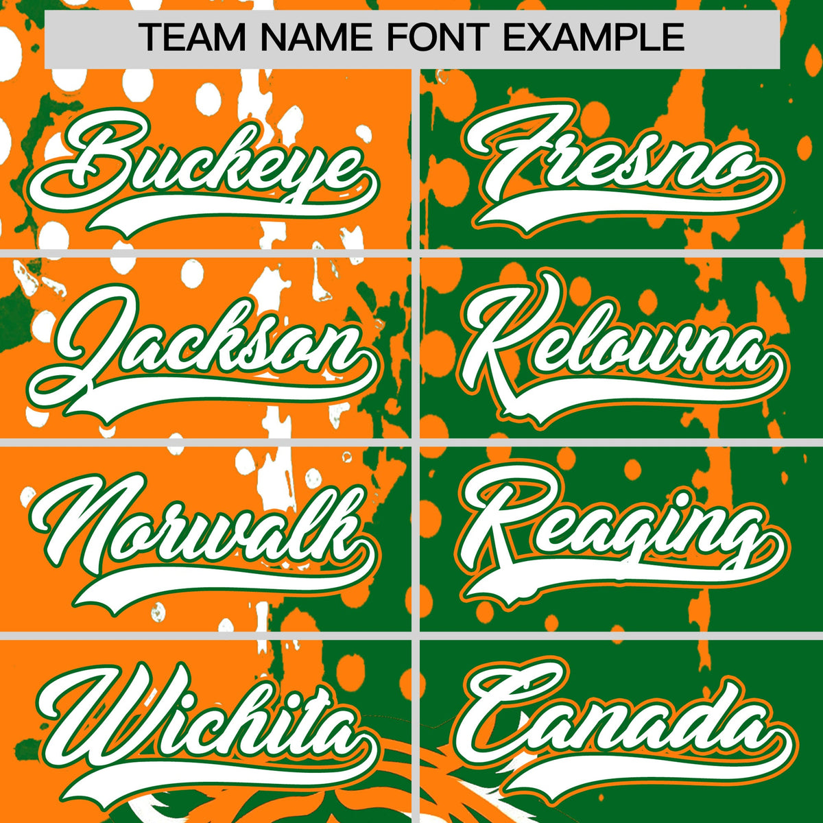 Custom Kelly Green Orange White Full-Snap Graffiti Pattern Tiger Graffiti Jersey Baseball Jersey| KXKSHOP