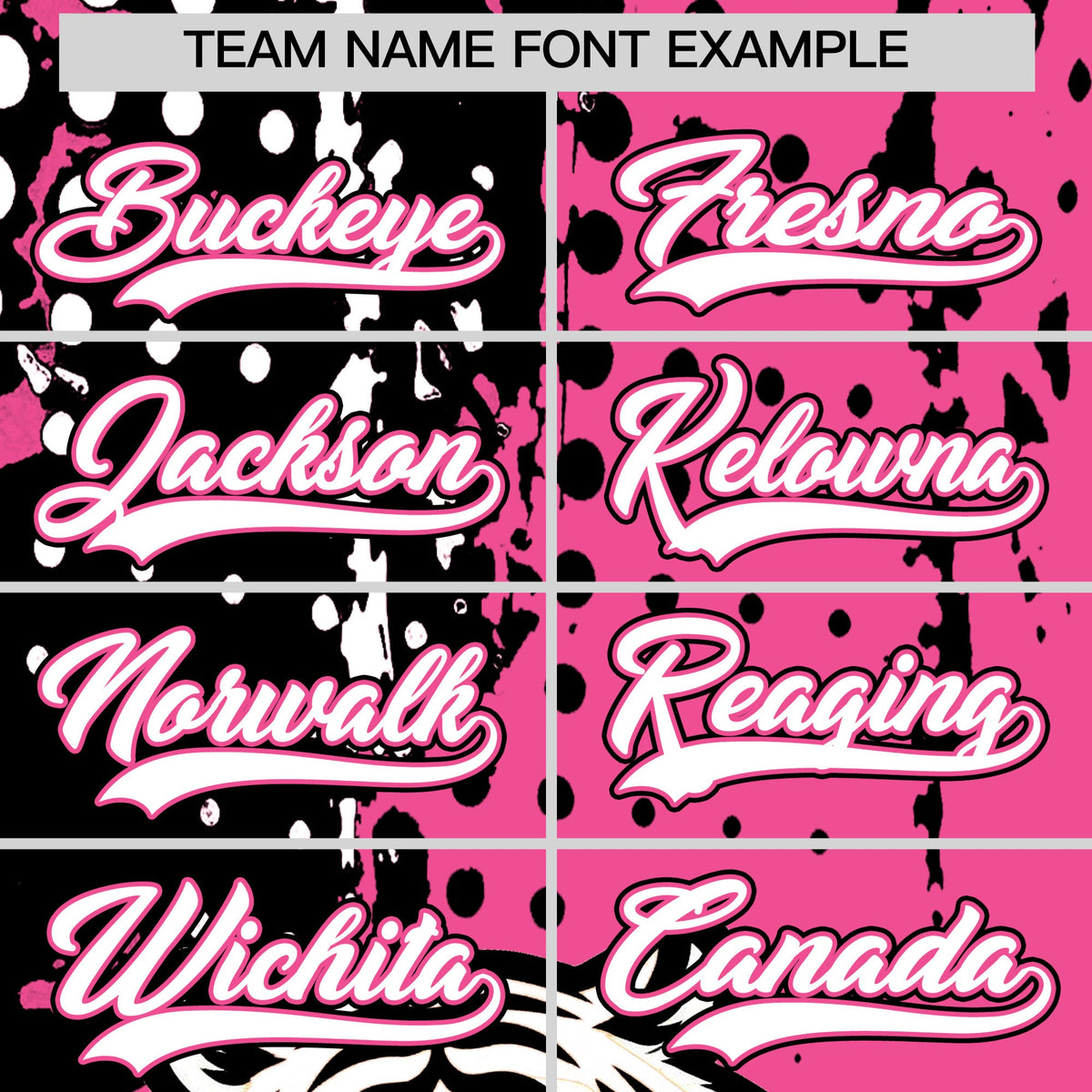 Custom Pink Black White Full-Snap Graffiti Pattern Tiger Graffiti Jersey Baseball Jersey| KXKSHOP