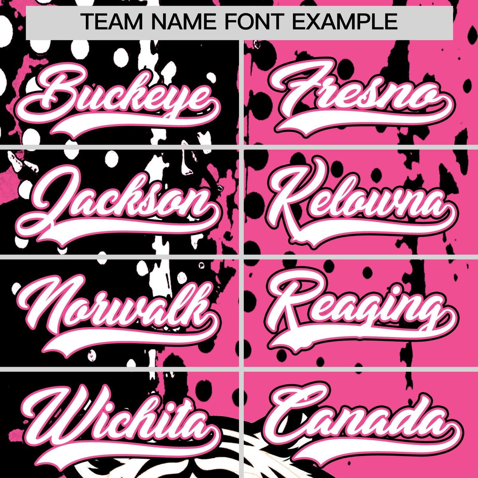 Custom Pink Black White Full-Snap Graffiti Pattern Tiger Graffiti Jersey Baseball Jersey| KXKSHOP