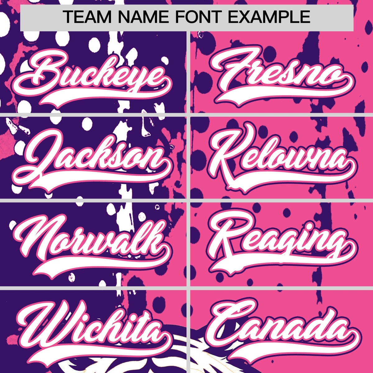 Custom Pink Purple White Full-Snap Graffiti Pattern Tiger Graffiti Jersey Baseball Jersey| KXKSHOP