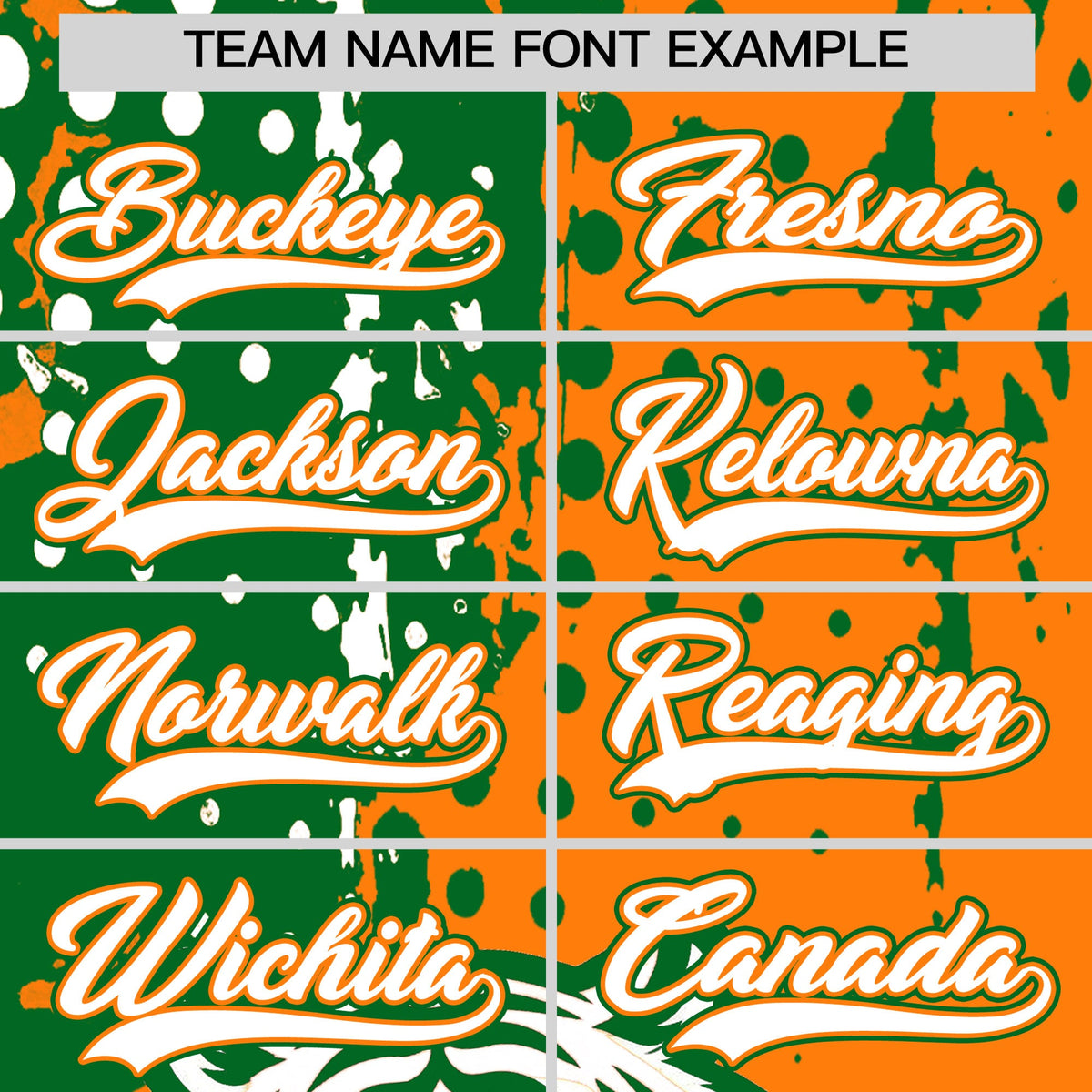 Custom Orange Kelly Green White Full-Snap Graffiti Pattern Tiger Graffiti Jersey Baseball Jersey| KXKSHOP