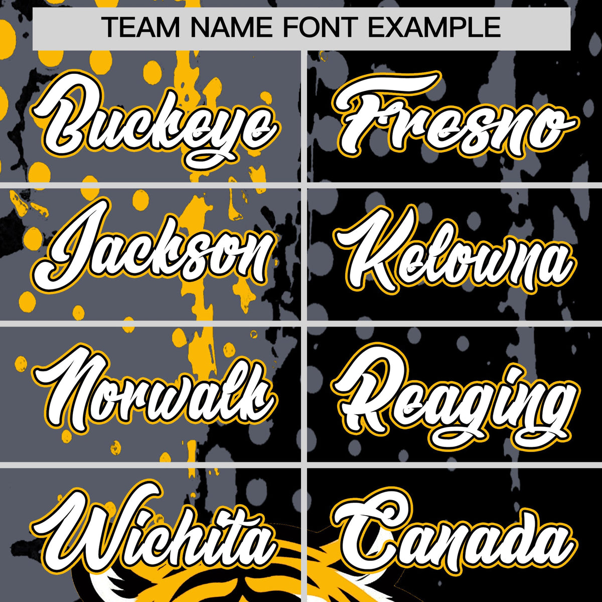 Custom Black Gold Gray Full-Snap Graffiti Pattern Tiger Graffiti Jersey Baseball Jersey| KXKSHOP