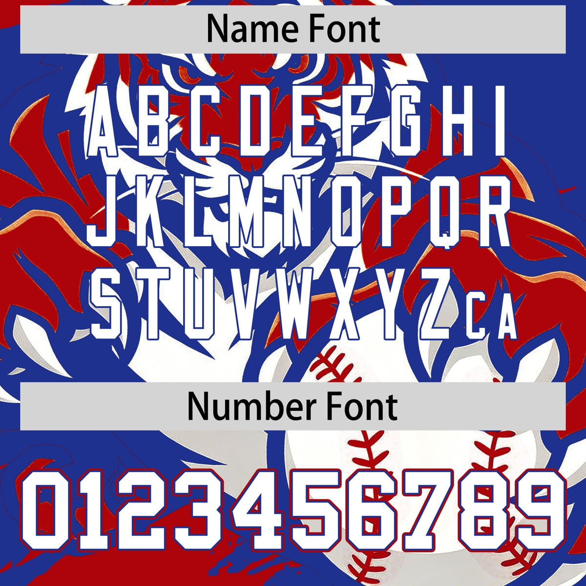 Custom Royal Blue Red Royal Full-Snap Graffiti Pattern Tiger Graffiti Jersey Baseball Jersey| KXKSHOP