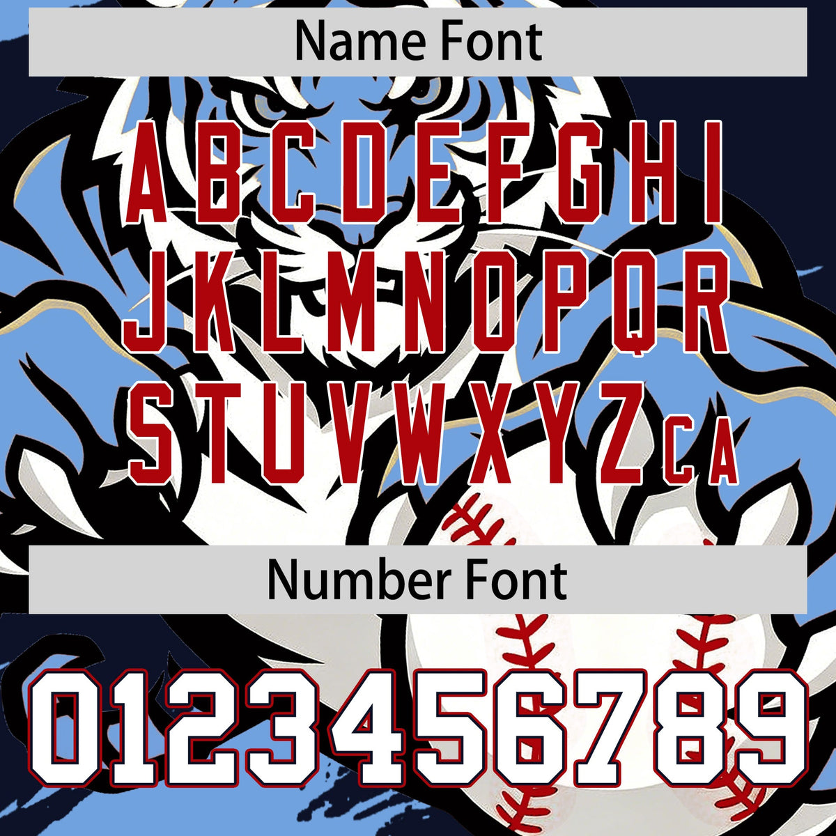 Custom Navy Light Blue Red Full-Snap Graffiti Pattern Tiger Graffiti Jersey Baseball Jersey| KXKSHOP