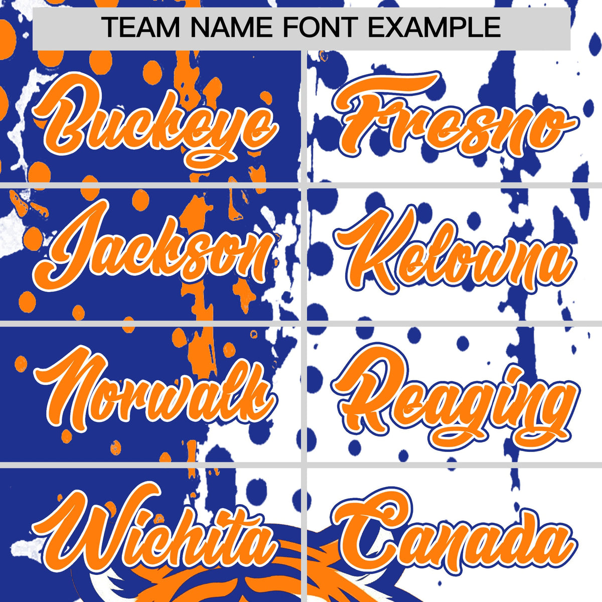 Custom White Royal Blue Orange Full-Snap Graffiti Pattern Tiger Graffiti Jersey Baseball Jersey| KXKSHOP