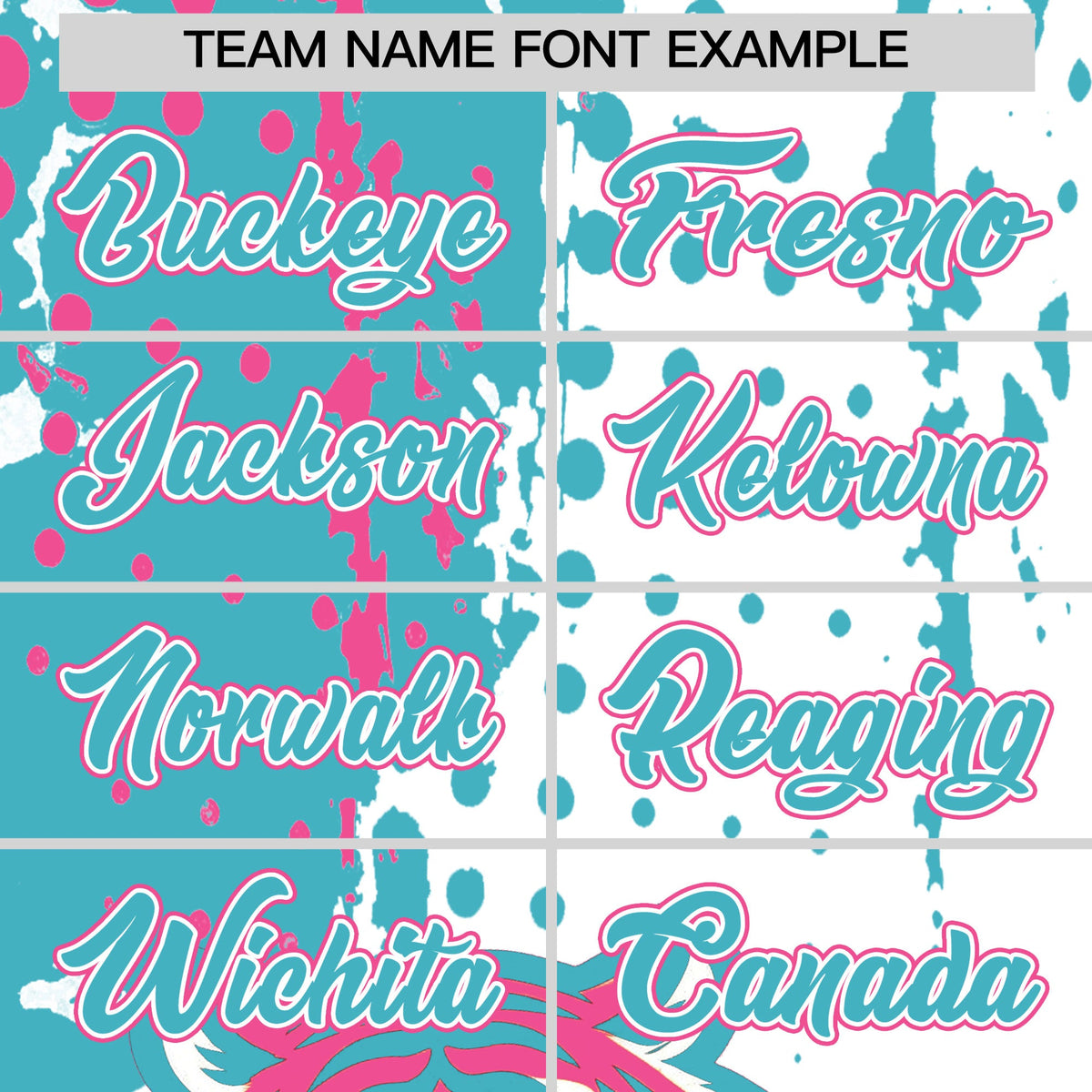 Custom White Aqua Pink Full-Snap Graffiti Pattern Tiger Graffiti Jersey Baseball Jersey| KXKSHOP