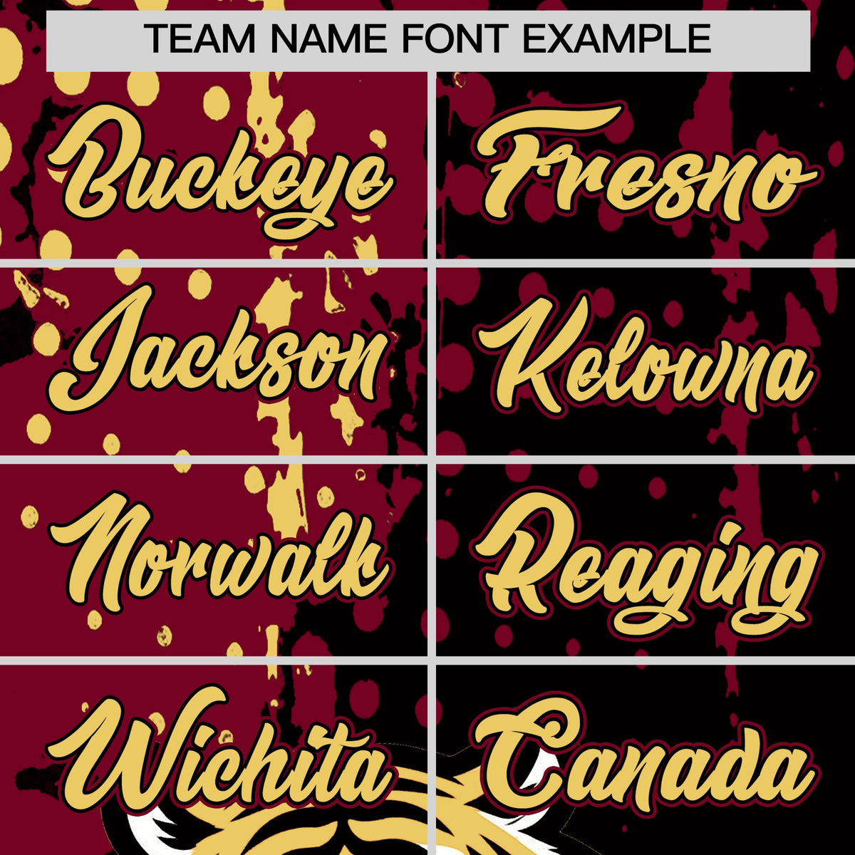 Custom Black Crimson Khaki Full-Snap Graffiti Pattern Tiger Graffiti Jersey Baseball Jersey| KXKSHOP