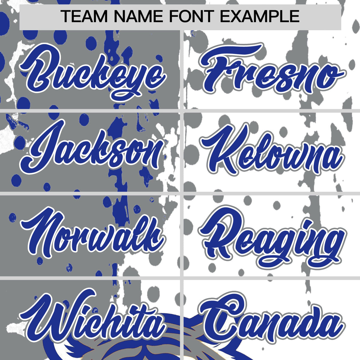 Custom White Gray Royal Blue Full-Snap Graffiti Pattern Tiger Graffiti Jersey Baseball Jersey| KXKSHOP