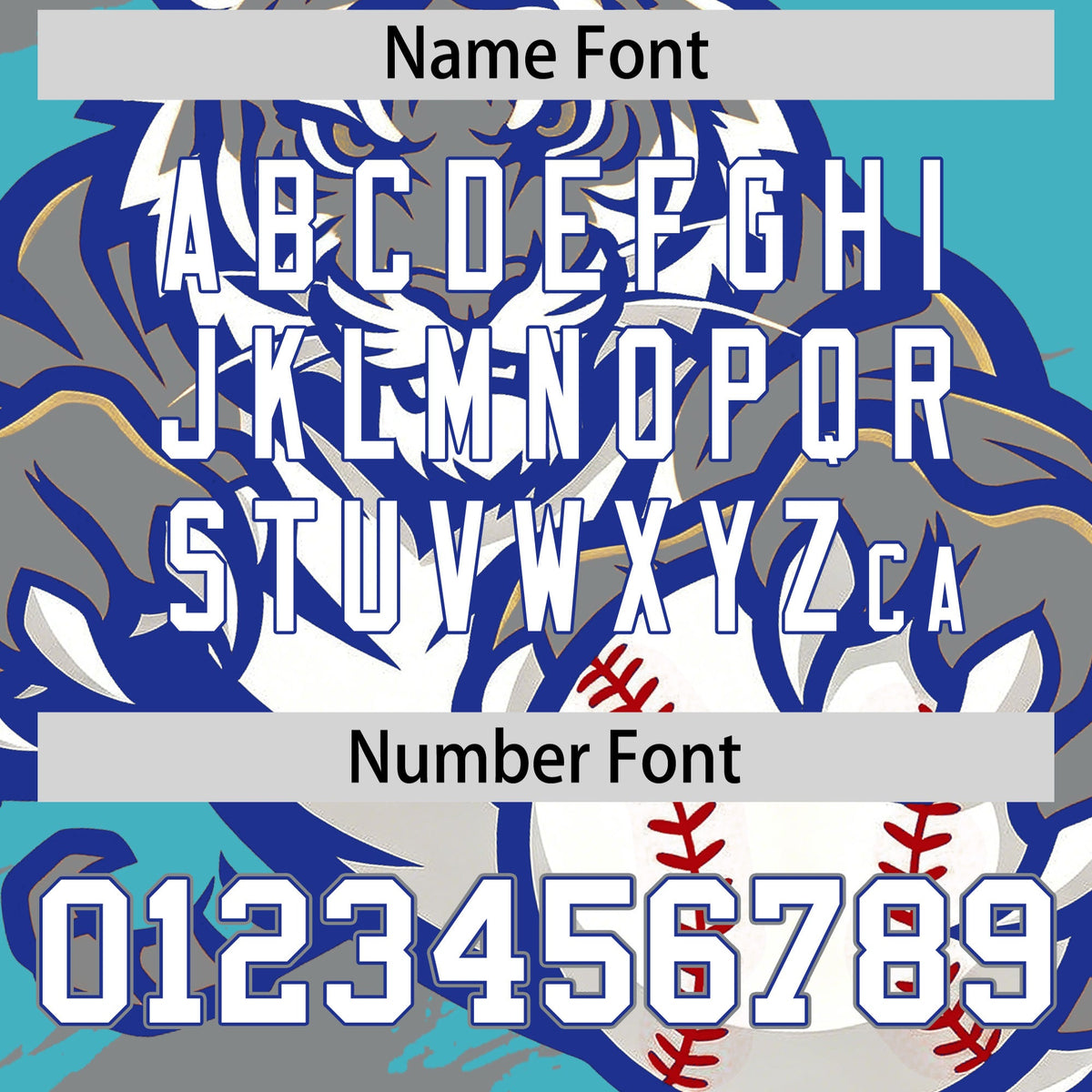 Custom Sky Blue Gray Royal Blue Full-Snap Graffiti Pattern Tiger Graffiti Jersey Baseball Jersey| KXKSHOP
