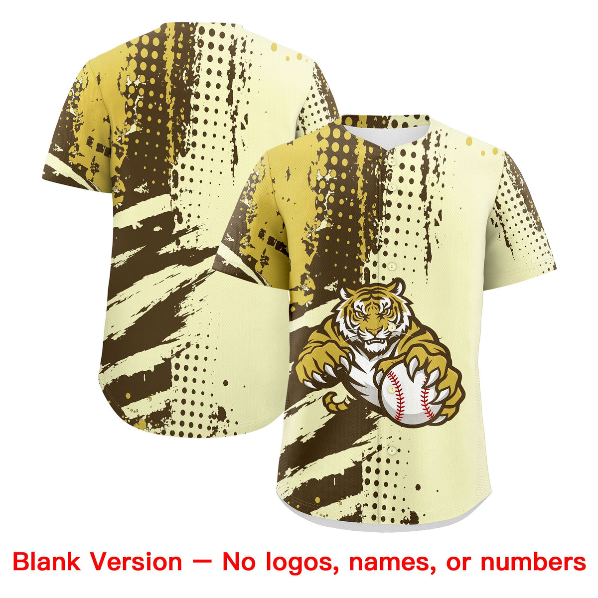 Custom Cream Light Brown Old Gold Full-Snap Graffiti Pattern Tiger Graffiti Jersey Baseball Jersey| KXKSHOP