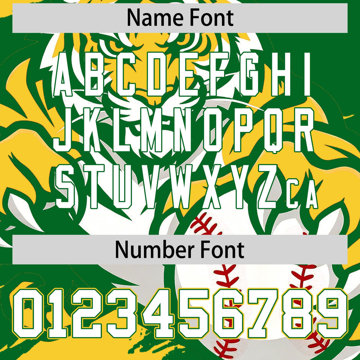 Custom Kelly Green Gold White Full-Snap Graffiti Pattern Tiger Graffiti Jersey Baseball Jersey| KXKSHOP